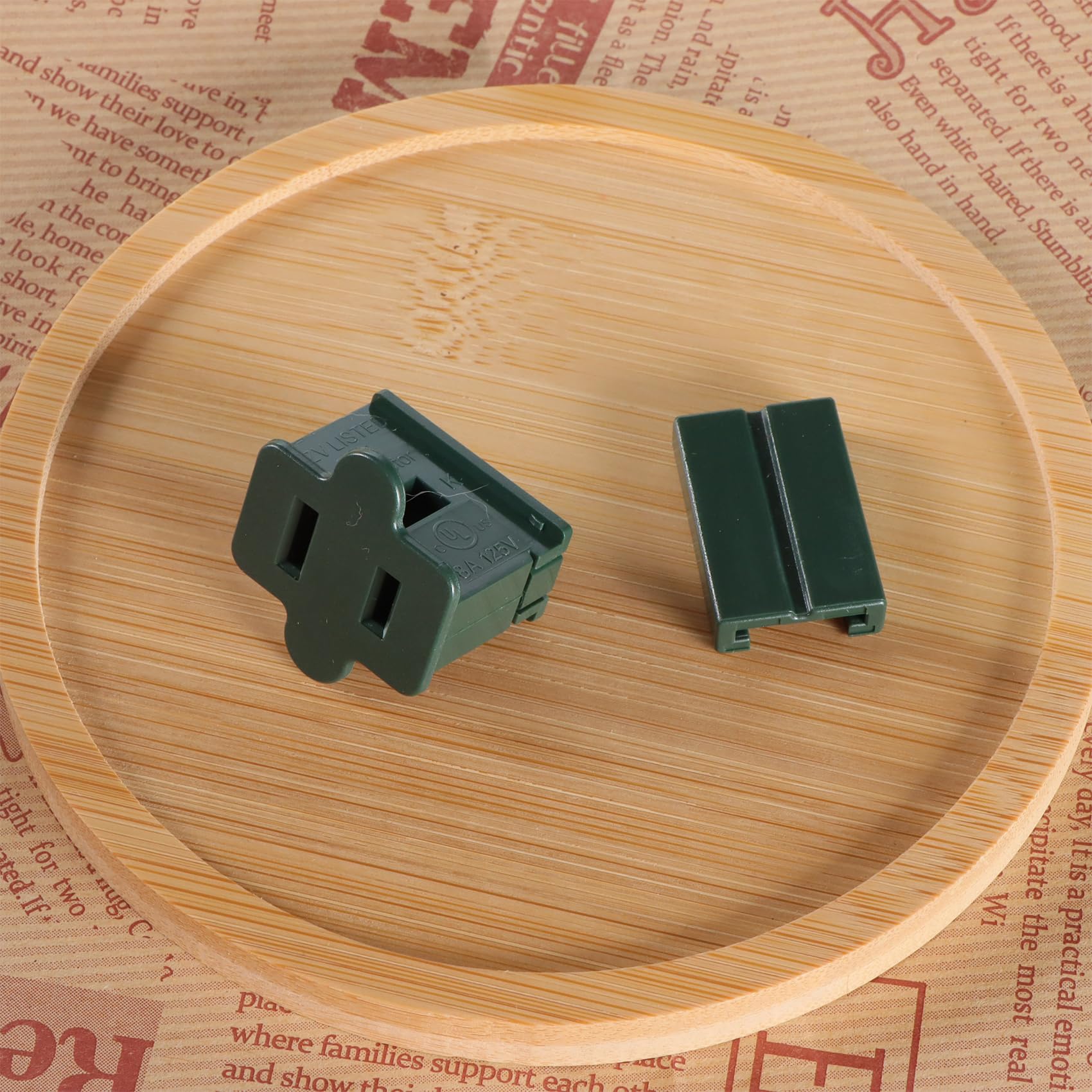 25PCS SPT-2 Green Female Vampire Plugs for Christmas Lights, Lamps & DIY Projects - Perfect for Holiday Decorations, Indoor/Outdoor Lighting & Electrical Repairs
