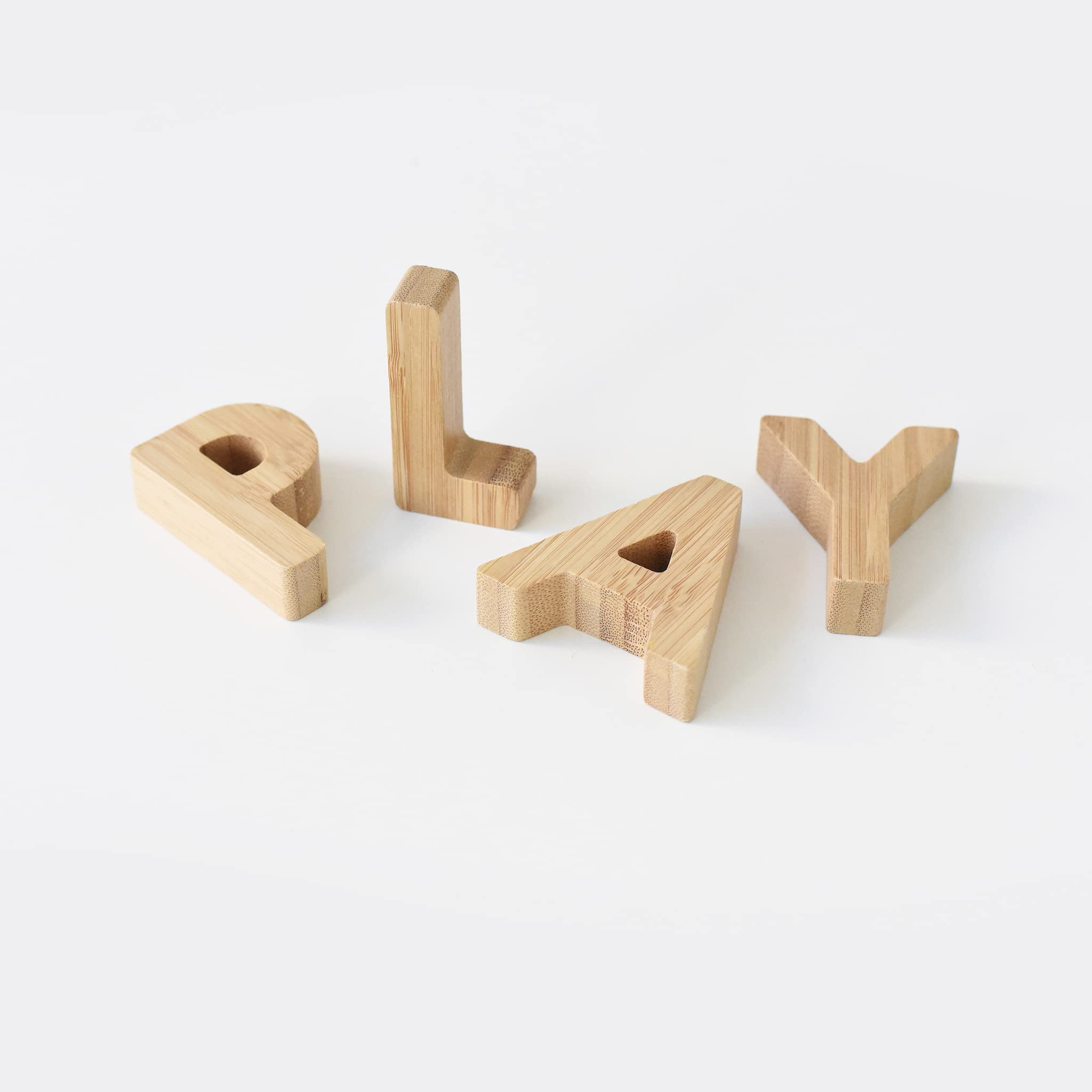 Wee Gallery Bamboo Alphabet Blocks - 26 Natural Wooden Sensory Learning Toys for Toddlers & Preschool Kids - Learn to Read, Trace & Sort - Perfect for Early Childhood Education & Montessori Playrooms