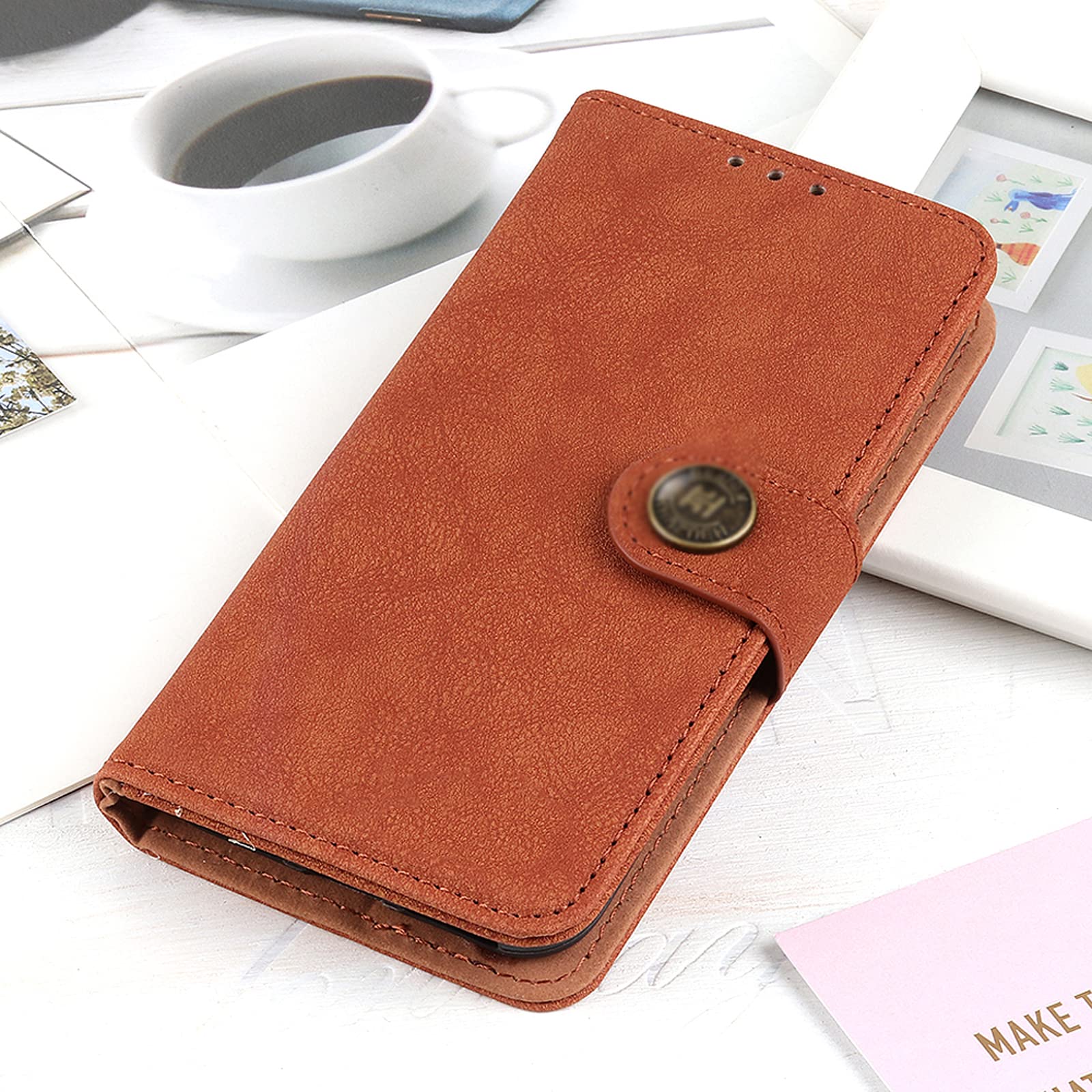 Premium PU Leather Magnetic Flip Stand Wallet Case for iPhone 14/14 Plus/14 Pro/14 Pro Max - Credit Card Holder & TPU Inner Shell - Slim Protective Phone Cover for Men & Women (Brown) - Perfect for Everyday Use, Travel & Business Meetings