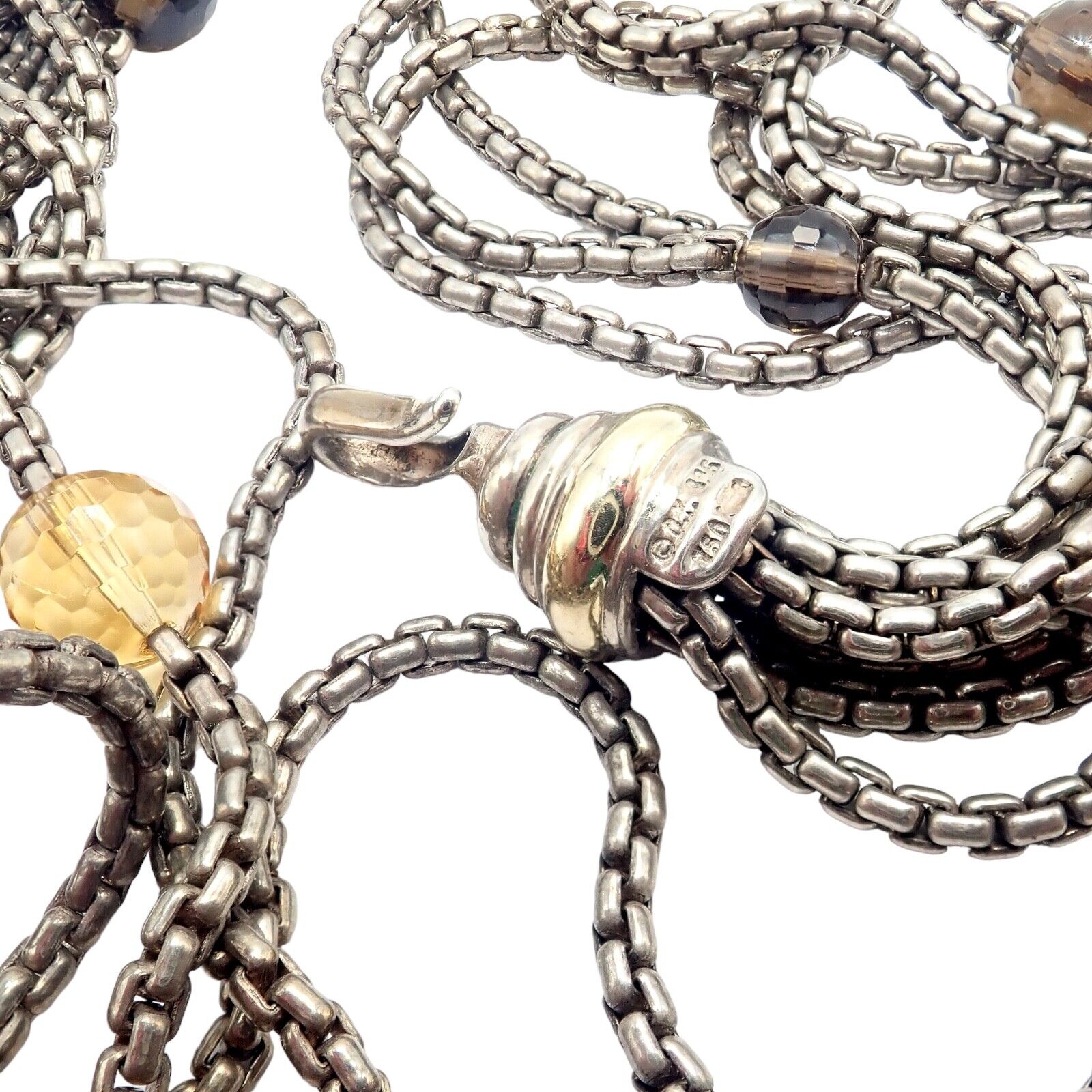 David Yurman DY 18k Yellow Gold & Sterling Silver 8-Strand Box Chain Necklace for Women - Elegant Layered Jewelry for Everyday Wear, Date Nights & Special Occasions