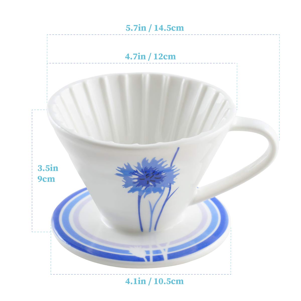BLUE BREW Ceramic Pour Over Coffee Dripper - Size 01 Cone Coffee Maker for 1-2 Cups | Manual Brewing System | Dishwasher Safe | Portable Slow Drip Coffee Accessories | Perfect for Home, Office, Travel & Camping (BB1001) | Ideal for Specialty Coffee Lovers & Outdoor Enthusiasts