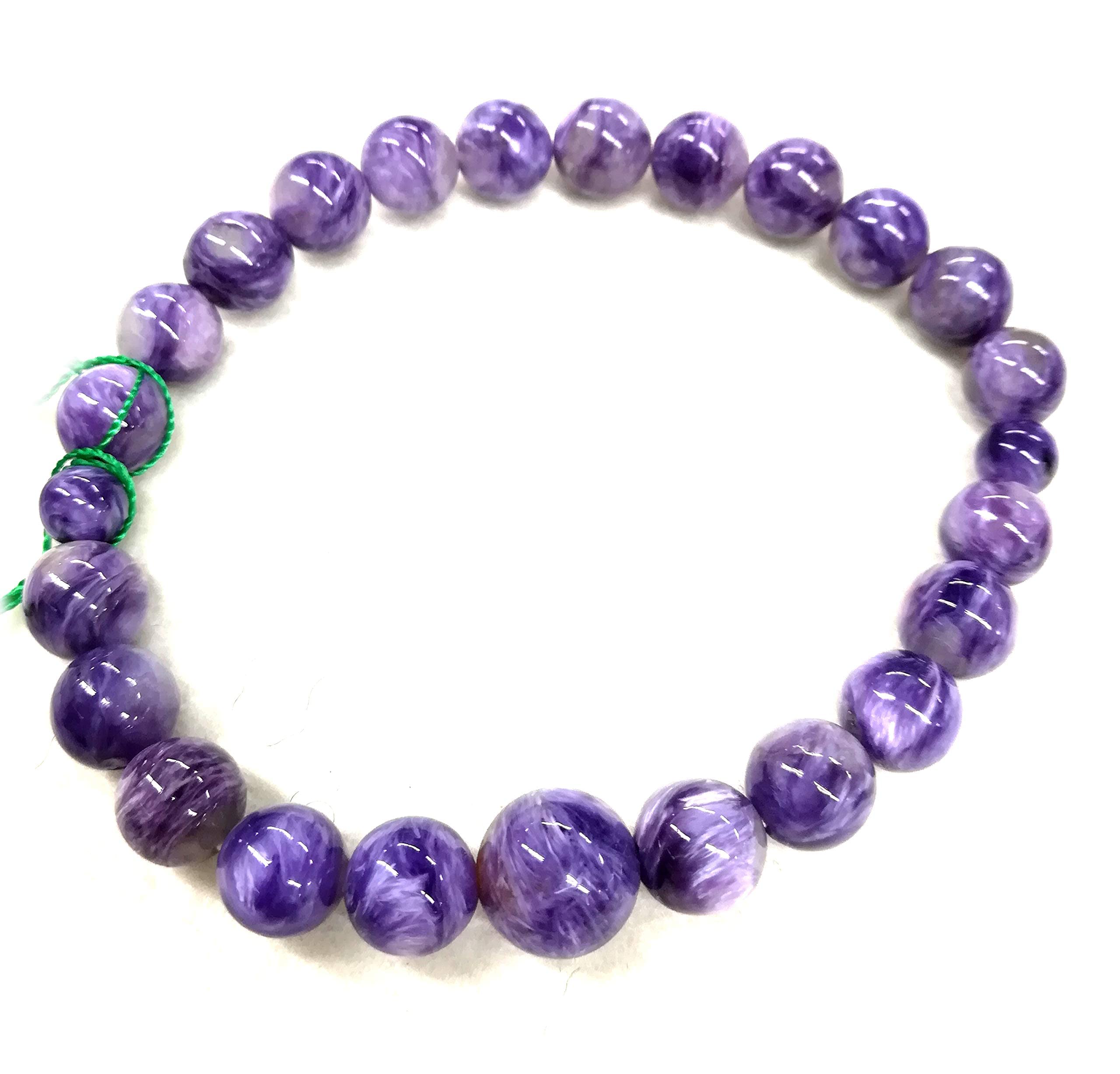 KYOTO ASAHIYA 8mm Charoite Gemstone Japanese Buddhist Prayer Beads Bracelet - Yoga Meditation Mala Rosary for Women - Perfect for Spiritual Practice, Stress Relief & Mindful Living