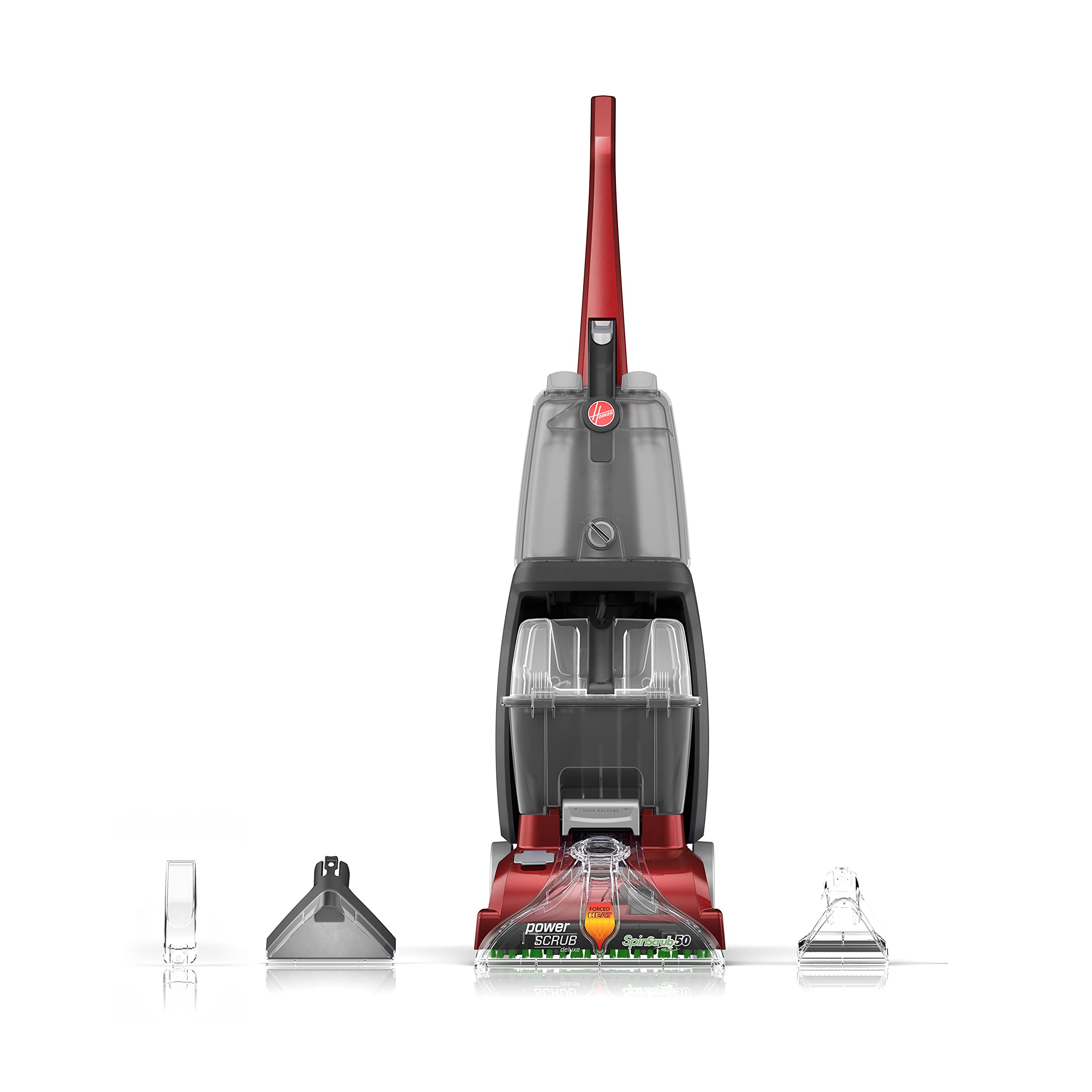 Hoover Power Scrub Deluxe Carpet Cleaner Machine | Upright Carpet Shampooer with Powerful Cleaning | FH50150 Model in Vibrant Red | Perfect for Deep Cleaning Pet Stains, High-Traffic Areas & Home Refresh