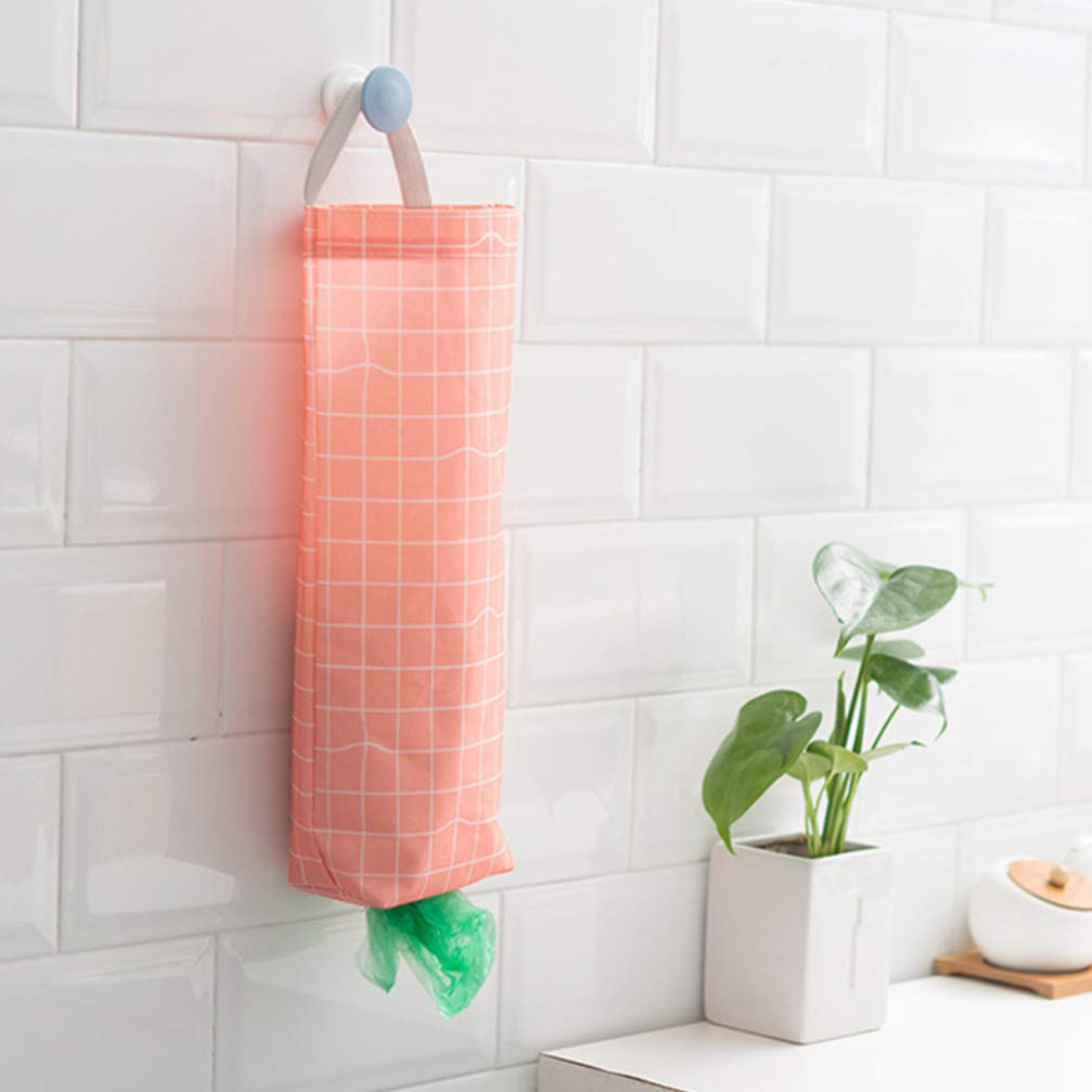 Hemoton 2-Pack Wall Mounted Hanging Trash Bag Holder - Durable Oxford Cloth Storage Organizer for Bedroom, Bathroom & Kitchen - Space Saving Garbage Bag Hanger with Net for Easy Access & Organization
