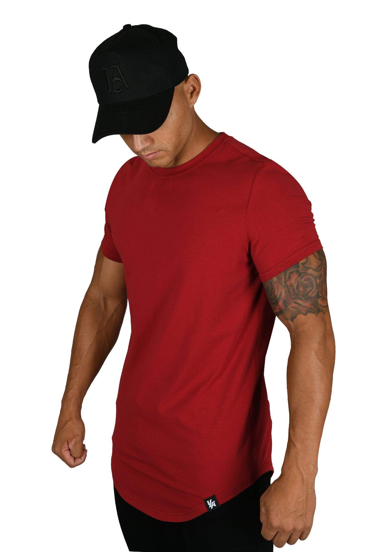 YoungLA Men's Slim Fit Long Drop Cut T-Shirt - Workout & Gym Tee for Active Lifestyle - Casual & Athletic Wear for Men