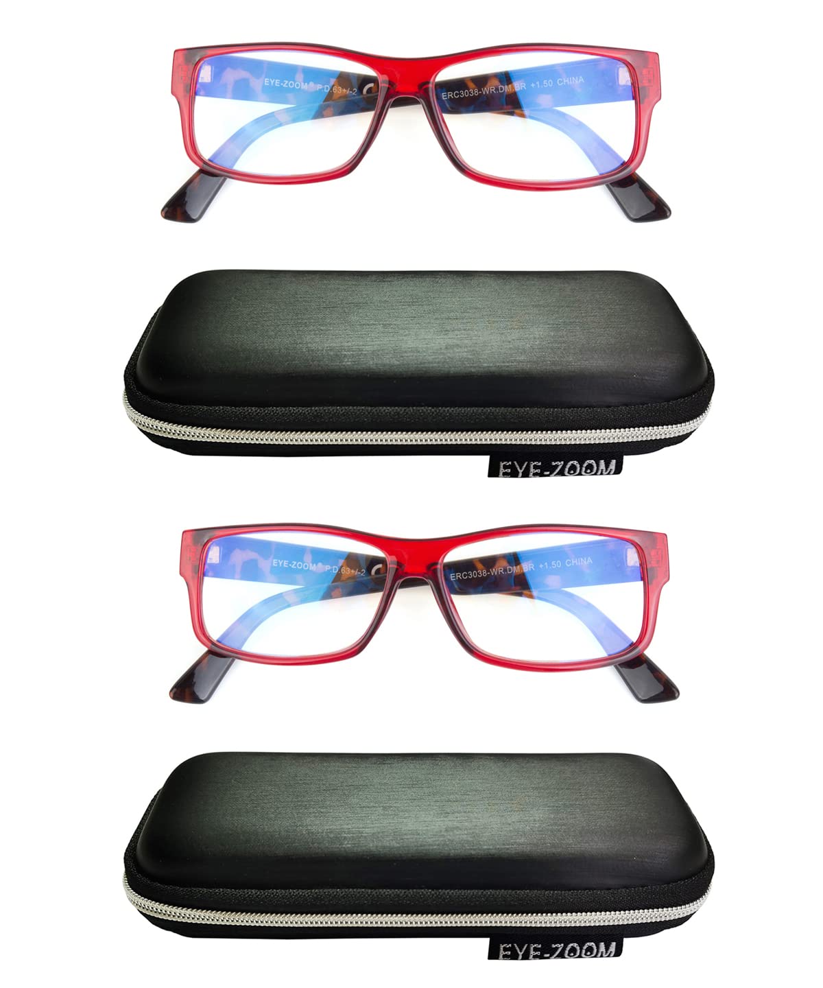 2 Pack Blue Light Blocking Glasses - Anti Eyestrain Rectangular Plastic Frames for Computer Work & Reading | Perfect for Office, Gaming & Nighttime Screen Use