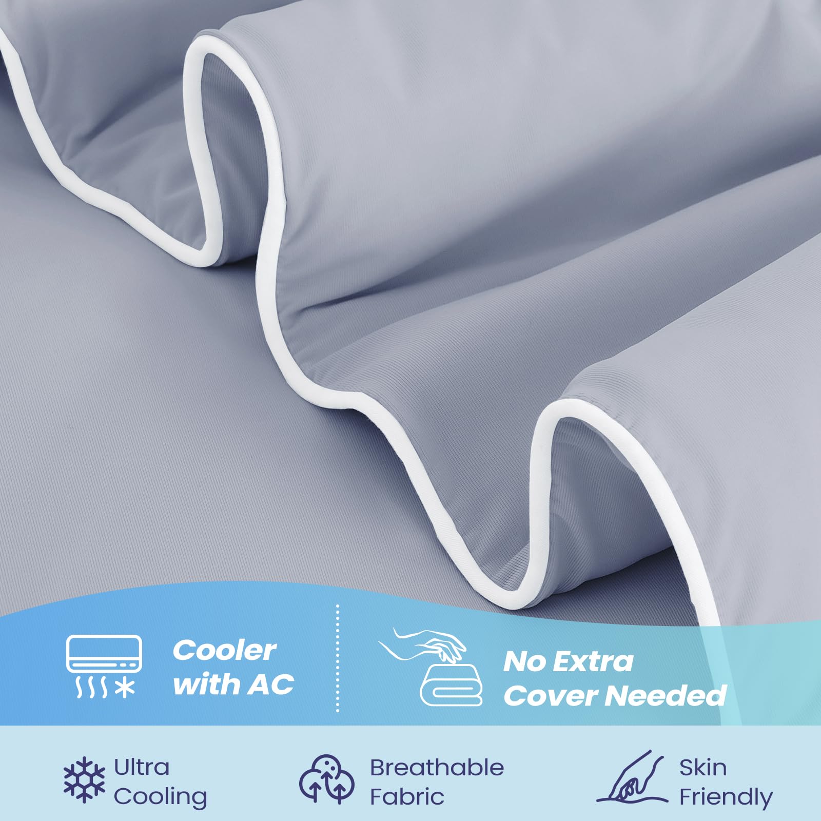 Cooling Comforter Queen Size 90x90 Inches - Lightweight Summer Blanket for Hot Sleepers, Breathable & Temperature Regulating Bedding in Dark Grey - Perfect for Night Sweats Relief & Hot Summer Nights