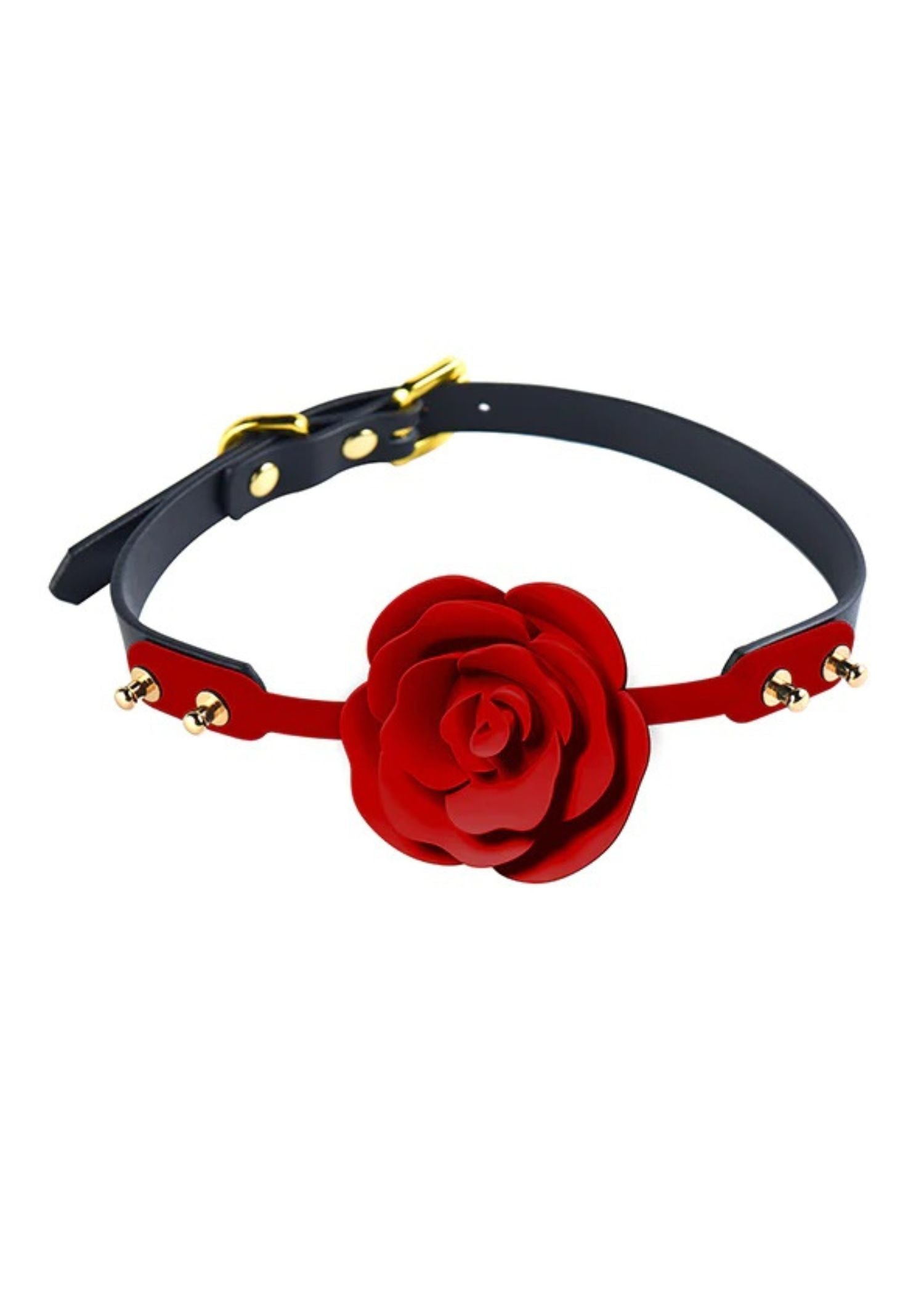 Premium Black Rose Ball Gag with Adjustable Strap - BDSM Bondage Gear for Couples Play, Roleplay & Sensual Exploration