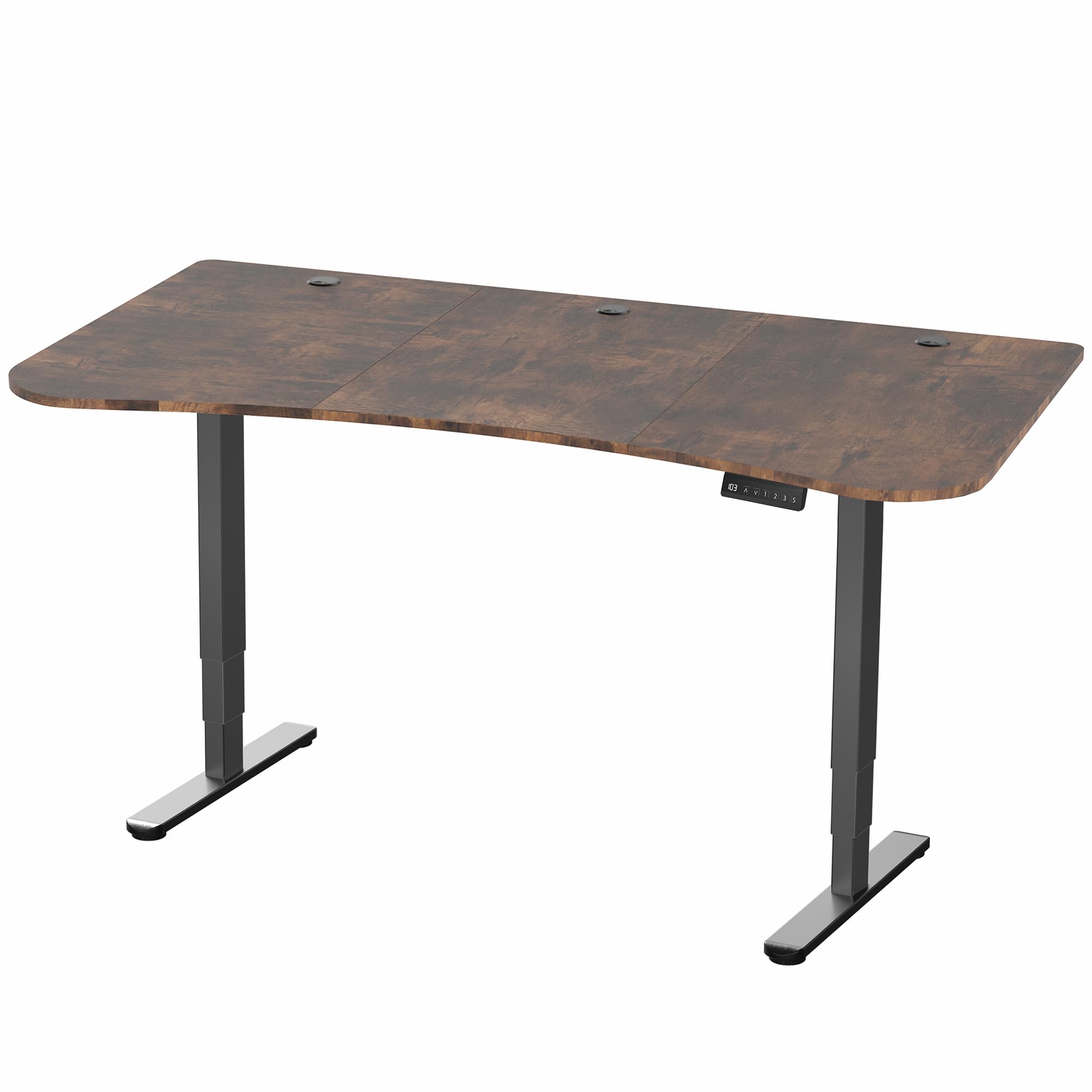 VIVO Electric 63 x 32 Inch Adjustable Height Standing Desk - Dual Motor Memory Controller, Rustic Brown Wood Top & Black Frame (DESK-KIT-2B1N) - Perfect for Home Office, Gaming Setup & Workspace Ergonomics