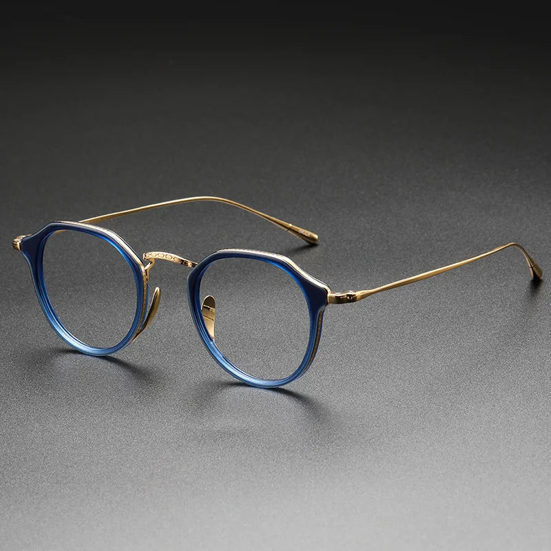 Stylish Unisex Oval Titanium Acetate Eyeglasses Frame 13113 - Lightweight Durable Glasses for Work, Reading & Fashion