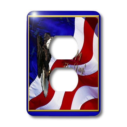 3D Rose Flag Day Bald Eagle with American Flag Light Switch Cover - Patriotic Home Decor for Living Room, Bedroom, or Office