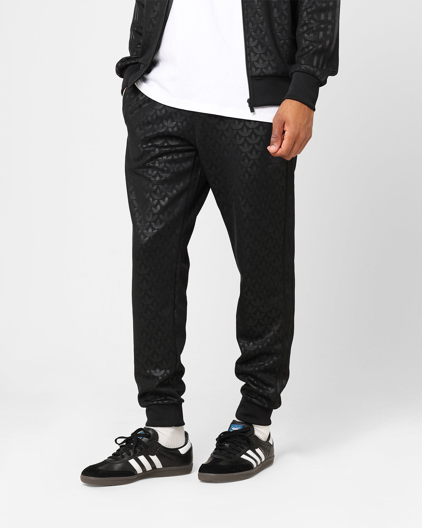 Adidas Adicolour Monogram Straight Track Pants for Men - Black Athletic Joggers for Running, Gym & Casual Wear