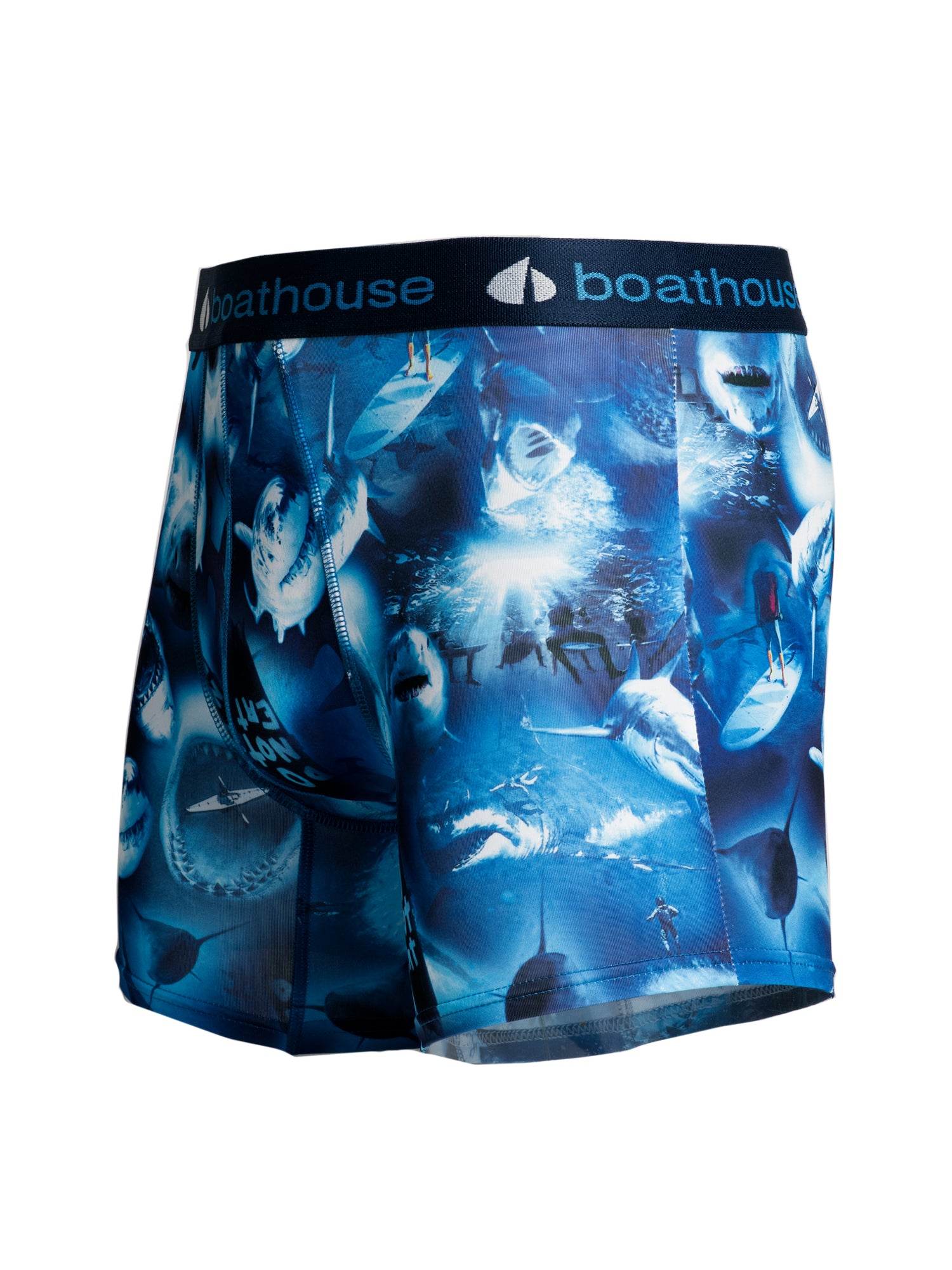 Boathouse Novelty Boxer Brief Shark Print Underwear - Fun & Comfortable Men's Swimwear for Beach, Pool, and Summer Activities