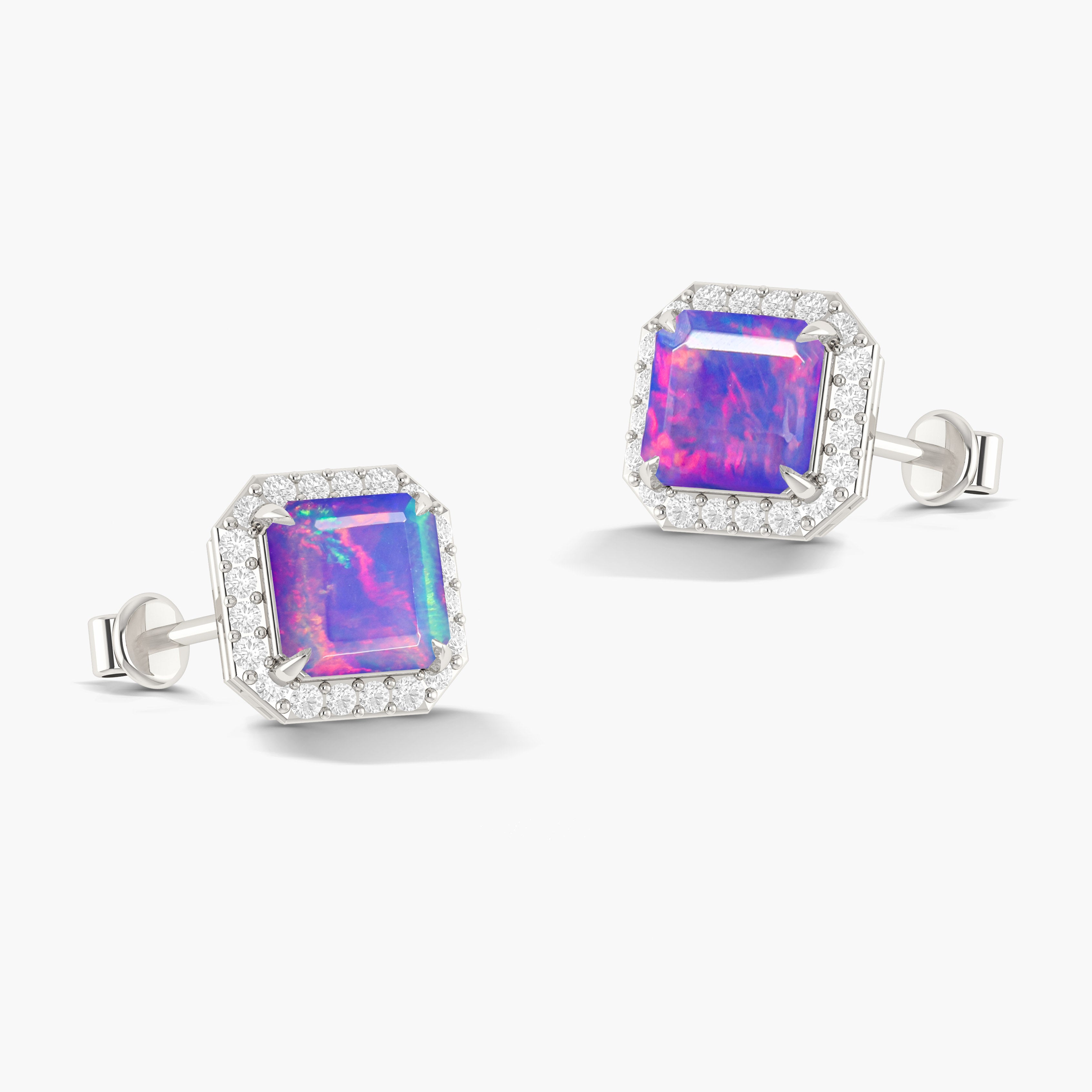 Natural Lavender Opal Stud Earrings with Push Back Closures - Dainty Gemstone Jewelry for Women, Gift for Her | Perfect for Weddings, Parties & Everyday Wear