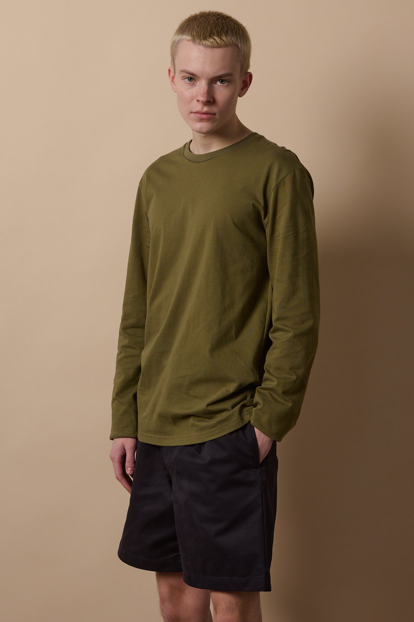 Men's Long Sleeve T-Shirt - Comfortable Olive Green Casual Shirt for Everyday Wear | Perfect for Work, Outdoor Activities & Layering