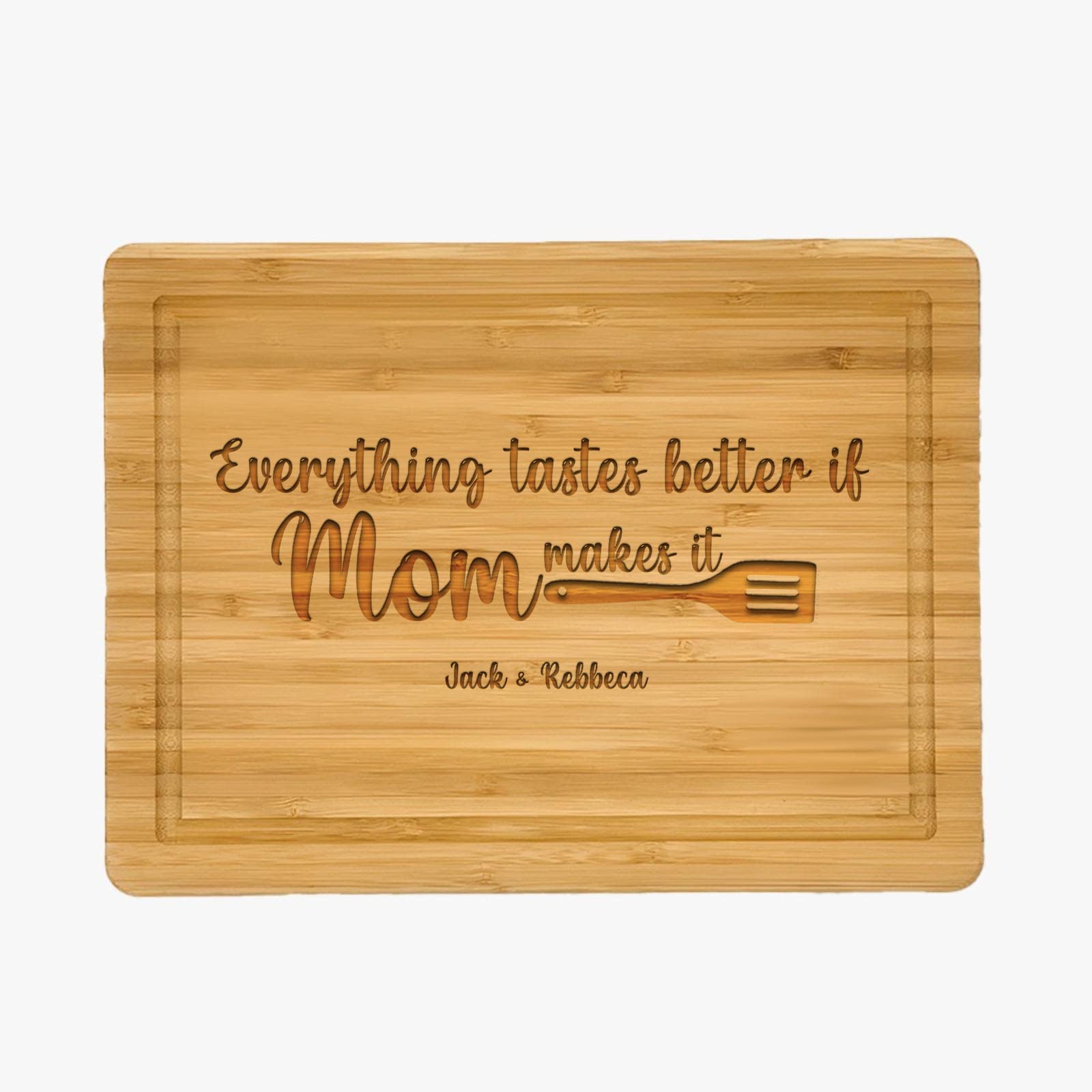 Premium Bamboo Cutting Board - Personalized Engraved Gift for Mom, Mother's Day, Housewarming - Eco-Friendly Kitchen Essential for Cooking & Serving