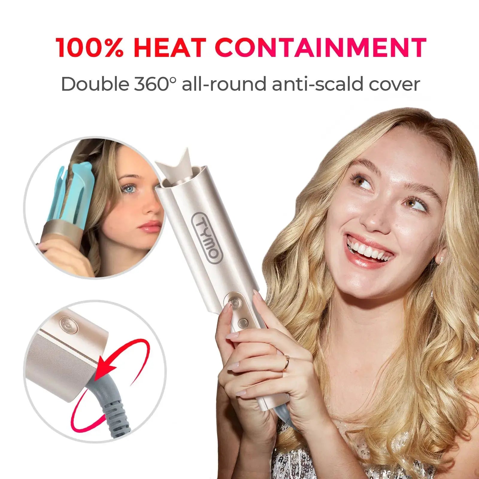 TYMO CURLPRO PLUS Hair Curling Iron - Professional Ceramic Tourmaline Styler for Salon-Quality Waves & Curls - Perfect for Home Styling, Parties & Special Occasions