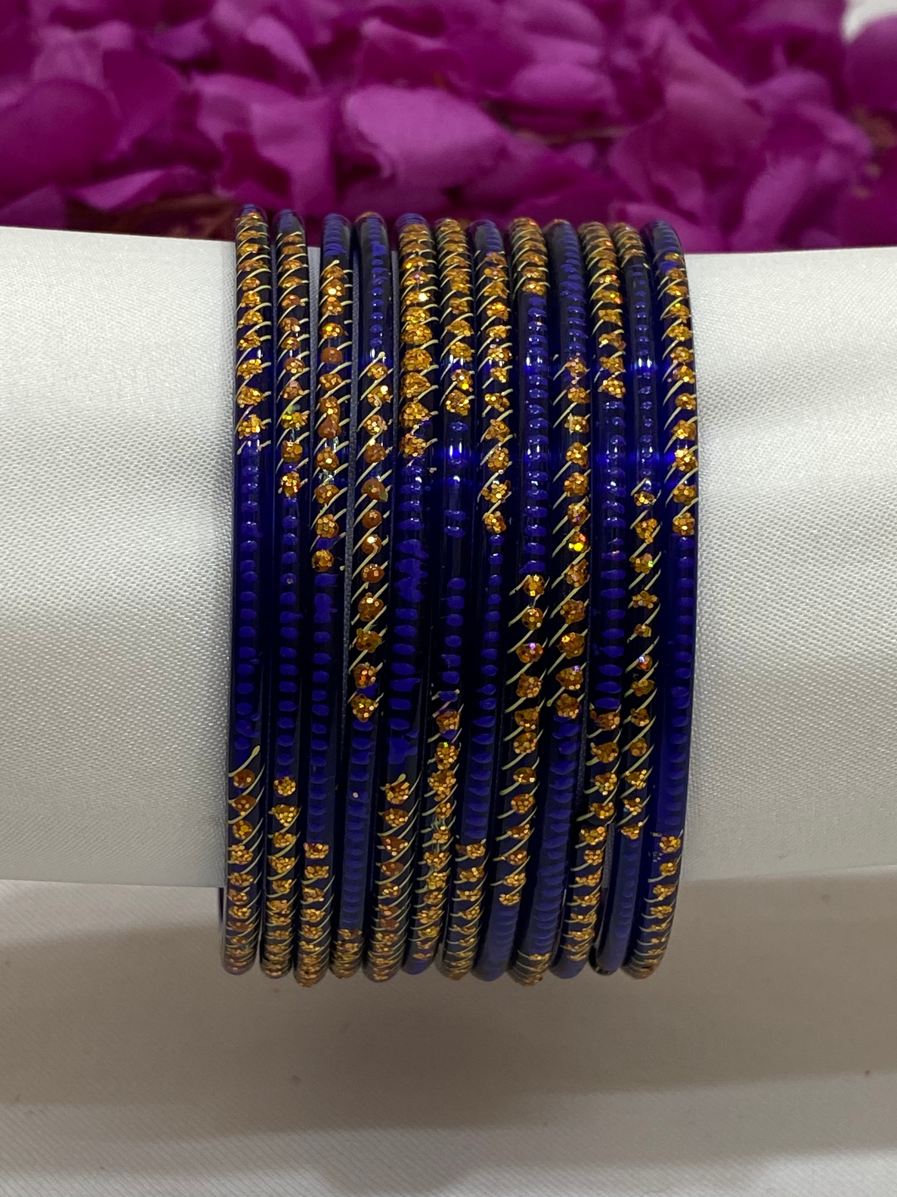 Elegant Blue Glass Bangles for Women - Unique Handmade Jewelry Gift for Parties, Weddings & Special Occasions