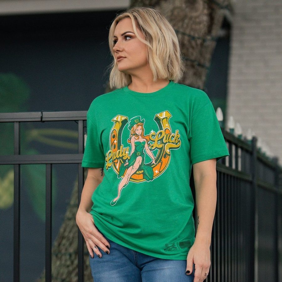 Women's Lady Luck Boyfriend Fit T-Shirt - Soft Cotton Relaxed Fit Tee for Casual Wear & Everyday Outfits | Kelly Green