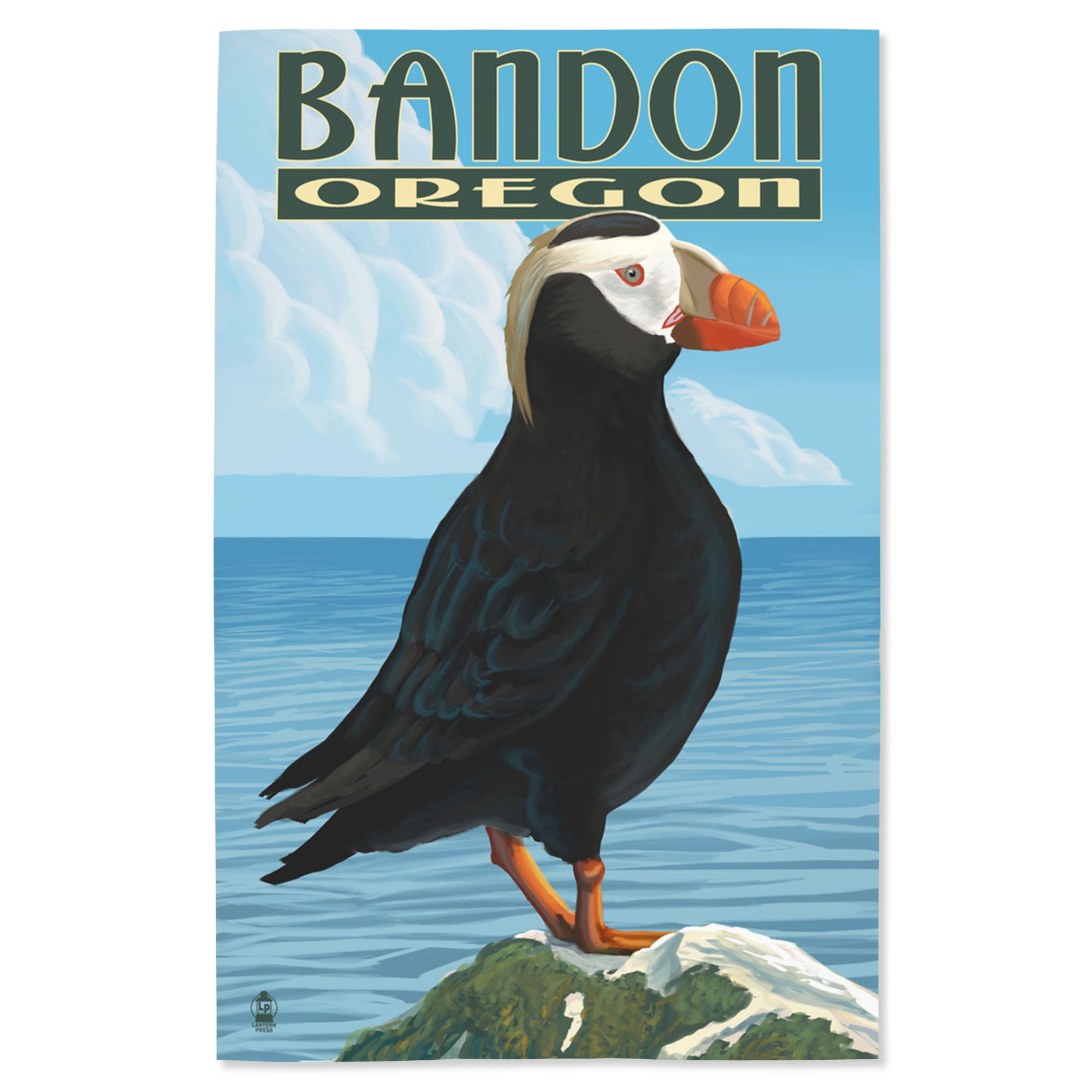 Lantern Press 16x24 Inch Giclee Art Print - Bandon Oregon Coastal Puffin Wall Decor | Premium Quality Fine Art Reproduction for Living Room, Bedroom & Office Decor