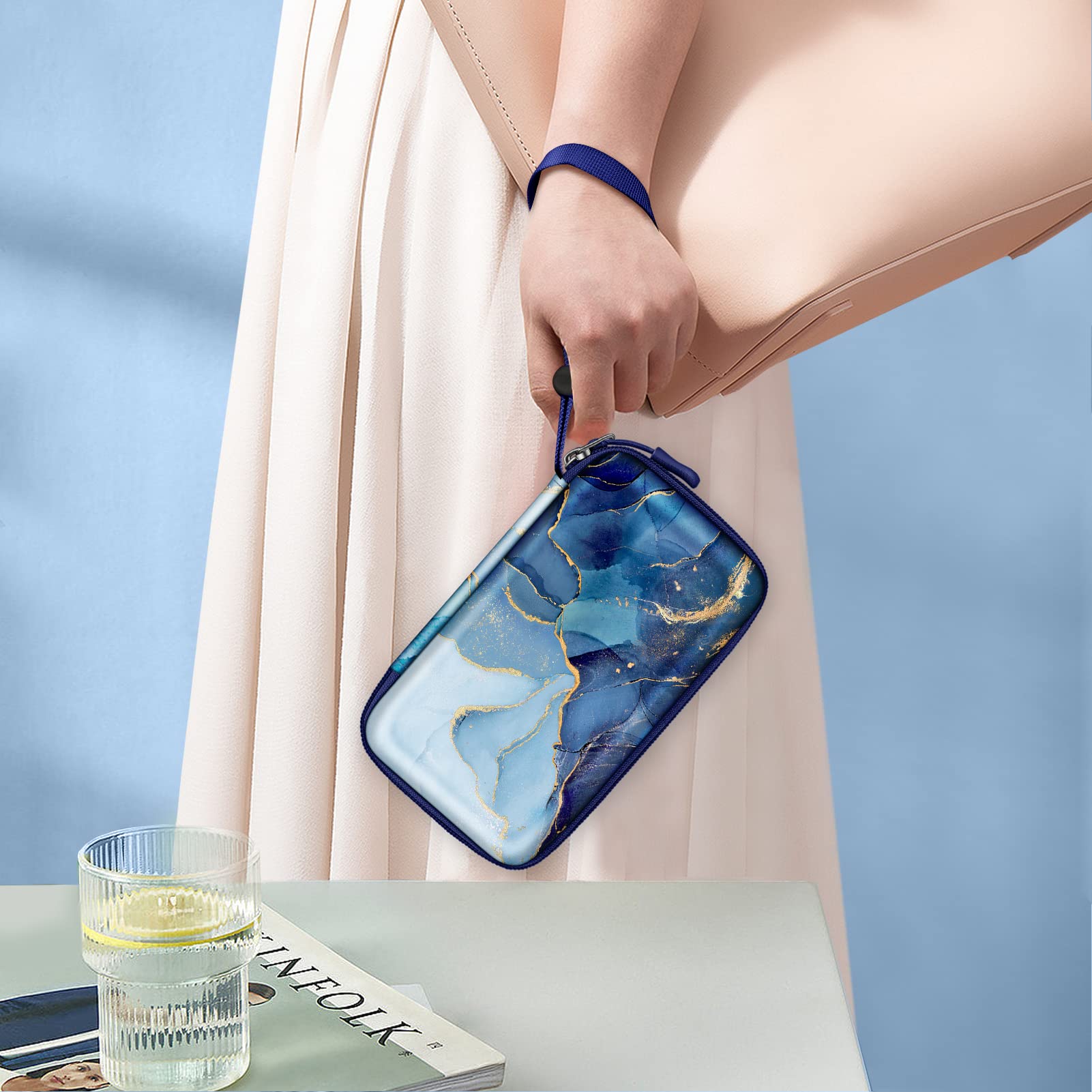 Fintie Shockproof Hard Shell Protective Case for Kodak Step/Mini 2 HD/PRINTOMATIC/Smile Camera & Printer - Durable Carrying Case with Inner Pocket, Ocean Marble Design - Perfect for Travel, Outdoor Adventures & Camera Protection