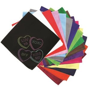 Valentine's Day Candy Conversation Hearts Bandana - Assorted Colors for Pets & Fashion Accessories
