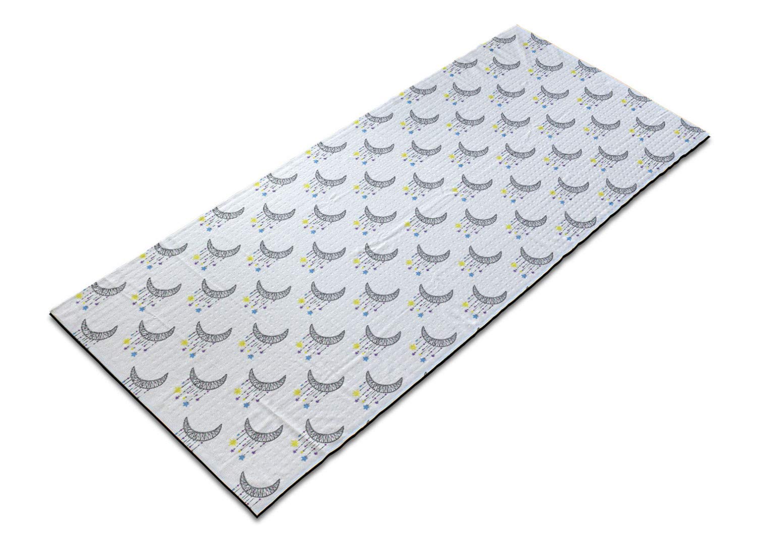 Ambesonne Non-Slip Yoga Mat Towel - Crescent Moon with Stars Galaxy Design, Sweat Absorbent for Yoga, Pilates & Workouts, 25