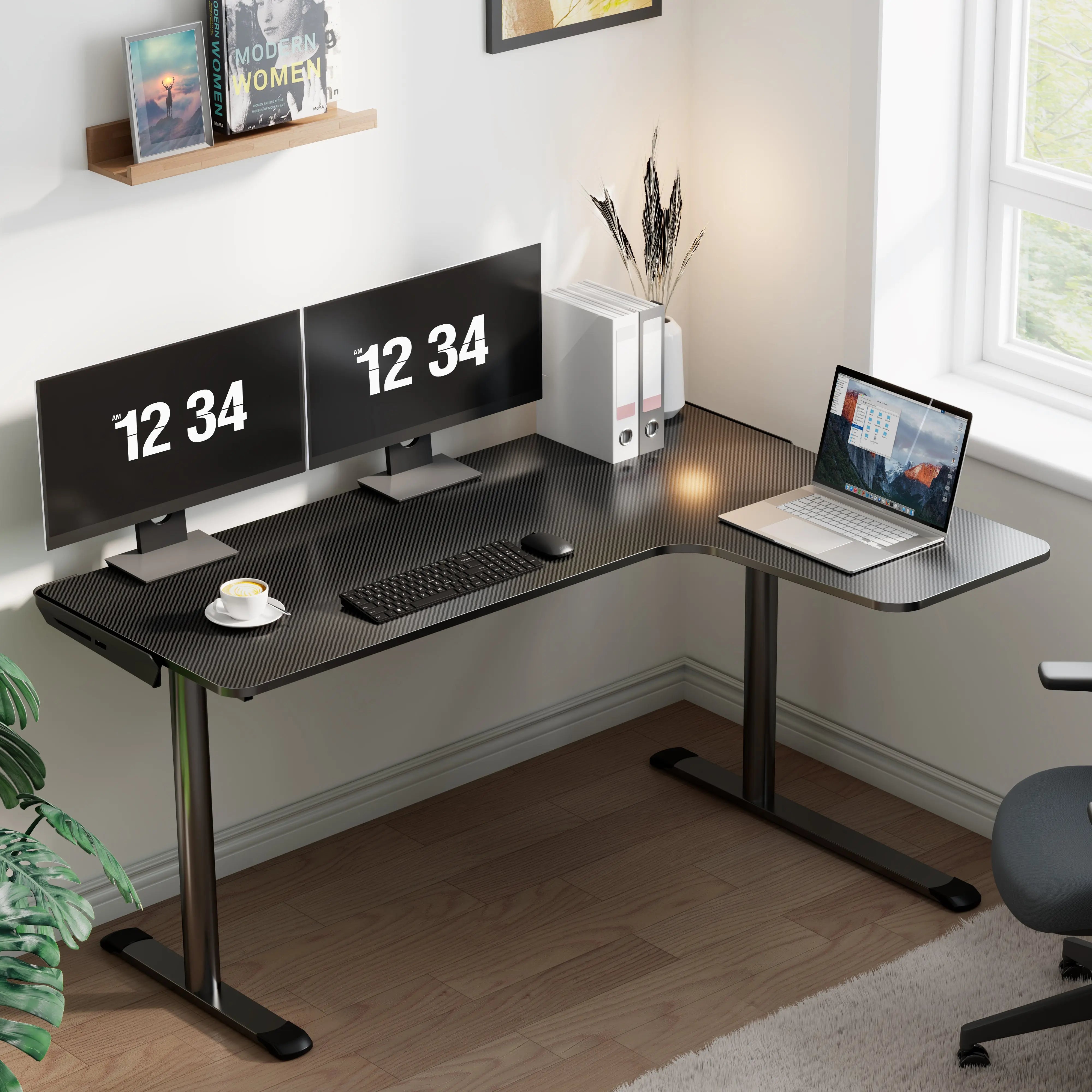 Premium L-Shaped Gaming Desk 60x24 Inches - Ergonomic Corner Computer Desk for PC & Console Gamers - Perfect for Small Spaces, Home Office & Streaming Setup