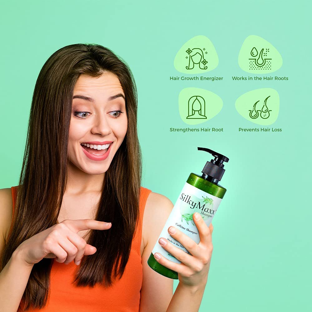 SilkyMaxx Hair Growth Shampoo with Caffeine & Coffea Arabica Extract - Reduces Hair Fall & Promotes Thicker Hair - Perfect for Daily Use & Damaged Hair Repair