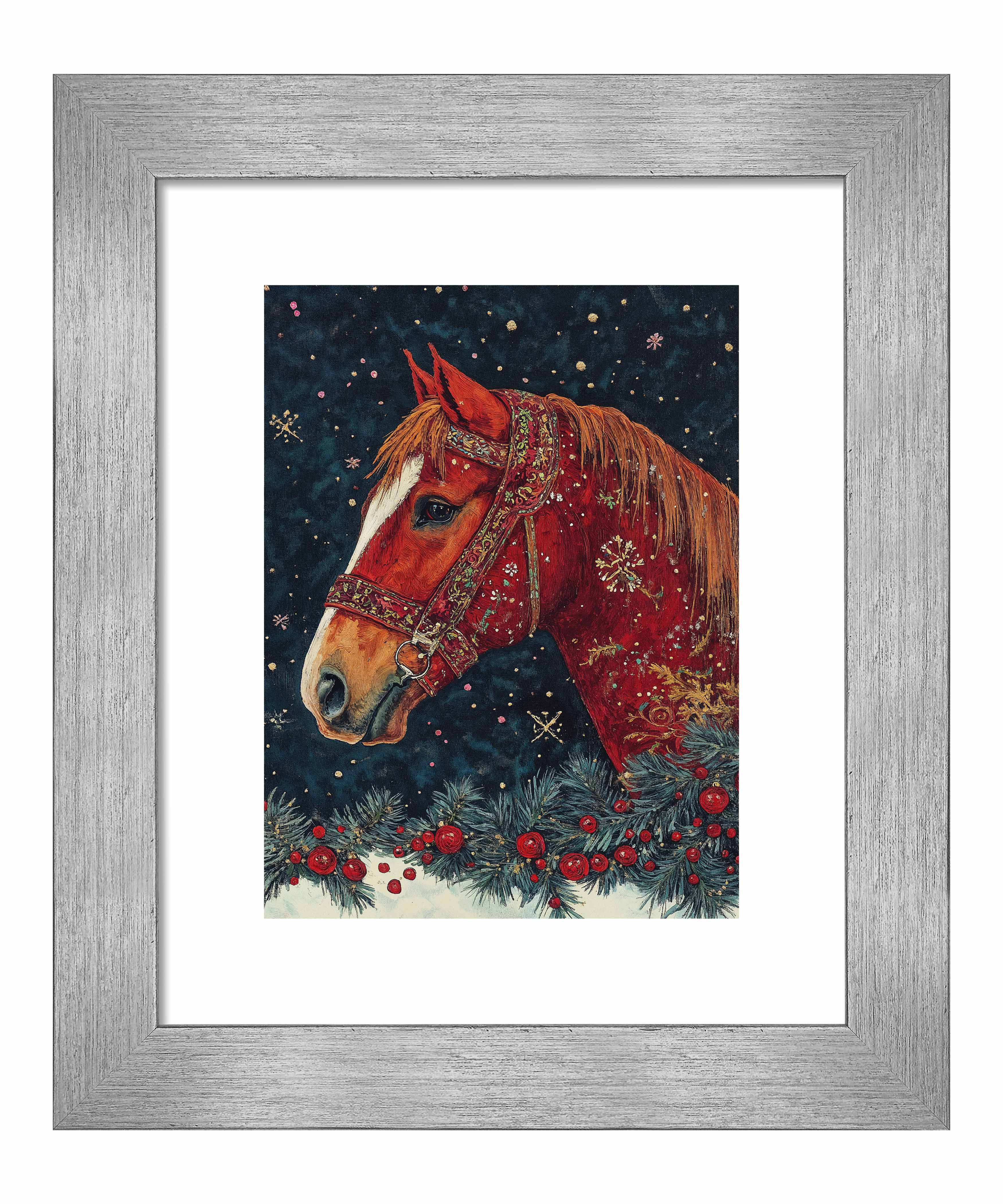 Candycane Canter Art Prints - Whimsical Christmas Horse Wall Decor for Home, Office & Holiday Gift Giving