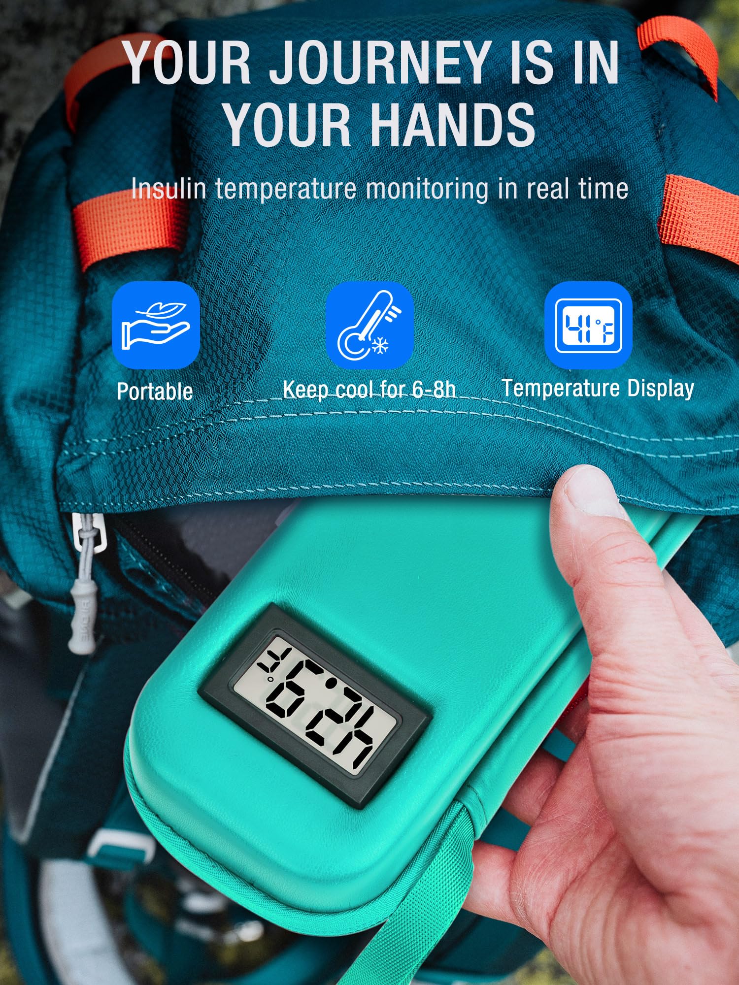 TSA Approved Insulin Cooler Travel Case with Temperature Display - Portable Insulin Pen Cooler for Diabetics, Fits Ice Packs & Travel Supplies (Green) | Perfect for Air Travel, Camping & Daily Commute