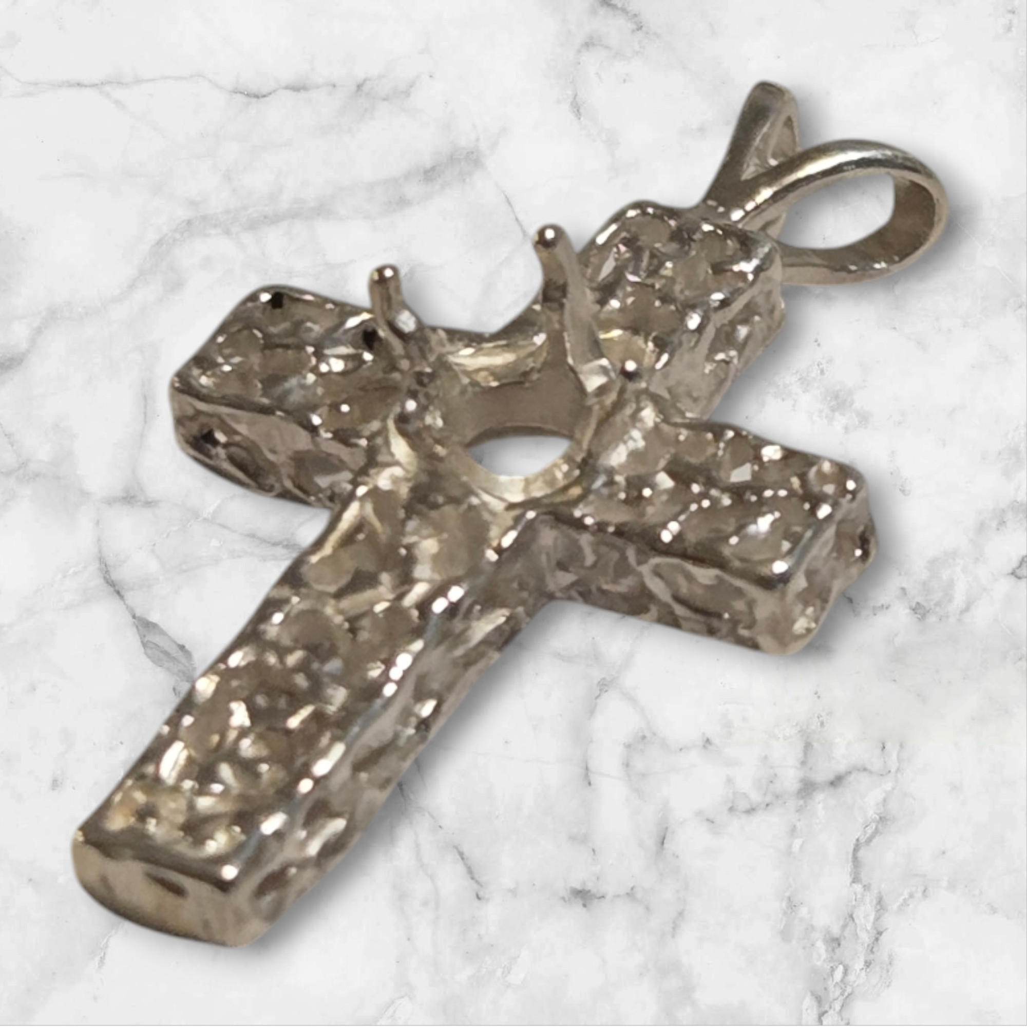 Solid Sterling Silver or 14kt Gold 3-6mm Round Freeform Cross Pendant Setting - Handmade in USA (161740/141740) - Perfect for Necklaces, Jewelry Making & Religious Gifts