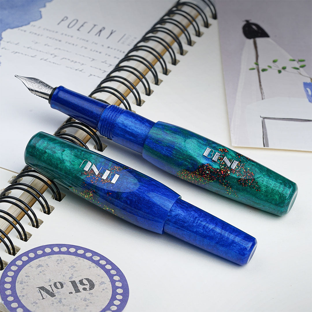 Benu Pixie Pocket Fountain Pen - Emerald Sea Green Ink, Compact & Portable for Everyday Writing, Journaling, and Note-Taking