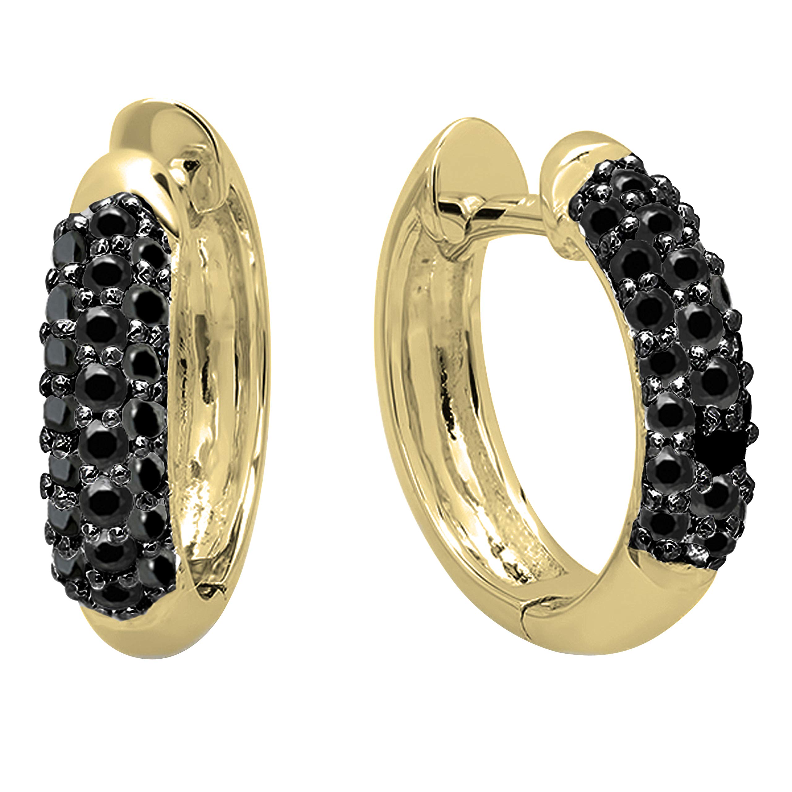 Dazzlingrock Collection 10K Yellow Gold Round Gemstone Huggie Hoop Earrings for Women | Elegant Everyday Jewelry, Perfect Gift for Birthday, Anniversary & Special Occasions