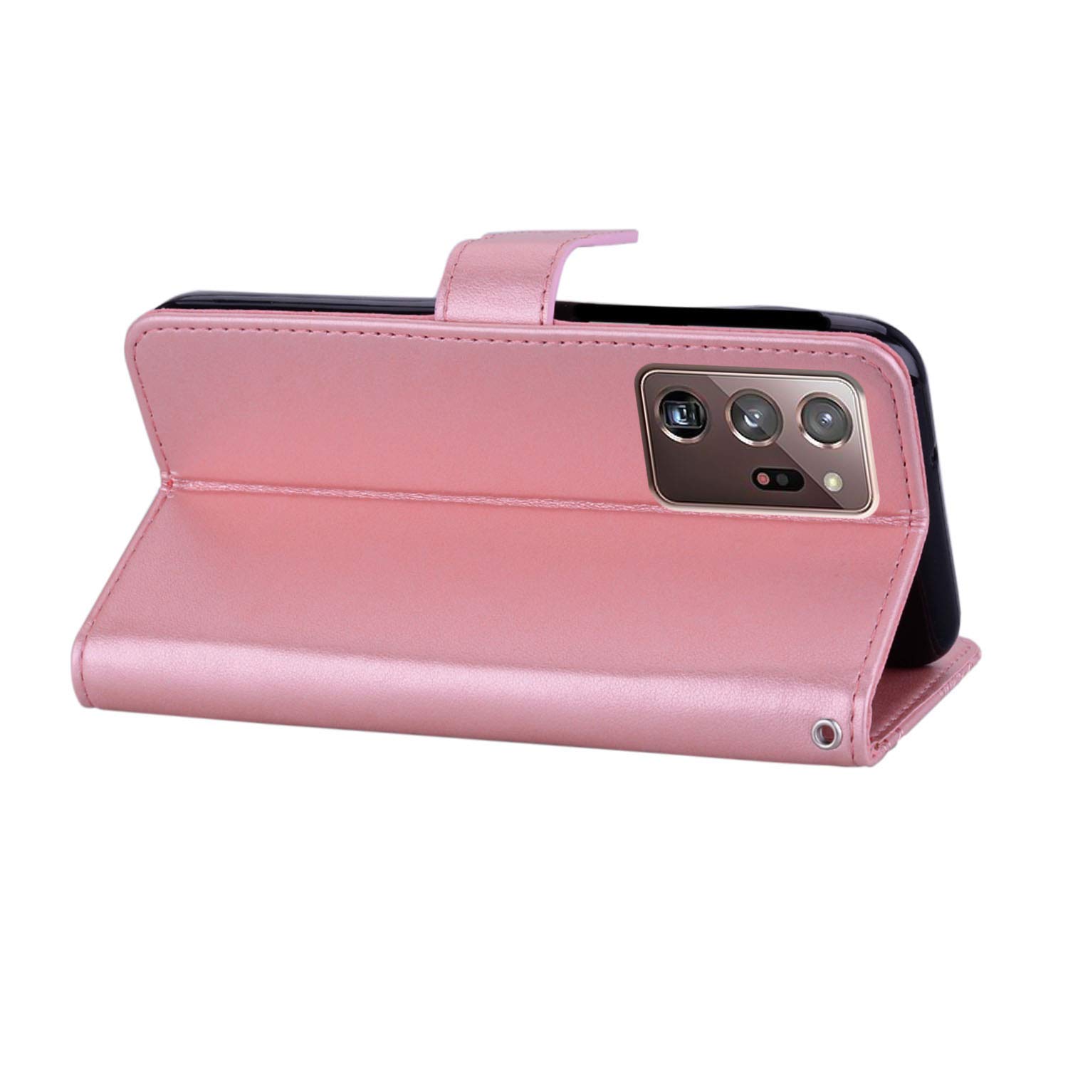 Samsung Galaxy Note 20 Ultra Case for Women - Glitter Bling Diamond PU Leather Wallet Phone Cover with Wrist Strap, Flip Stand & Card Slots (Rose Gold Owl Design) - Perfect for Daily Use, Travel & Gift Giving