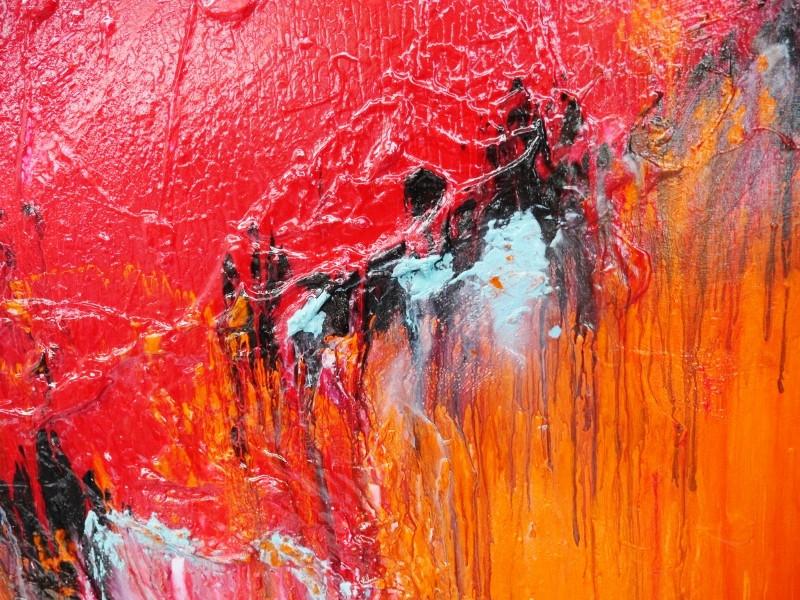 Orange Red Abstract Painting 140cm x 100cm - Modern Canvas Wall Art for Living Room, Bedroom & Office Decor