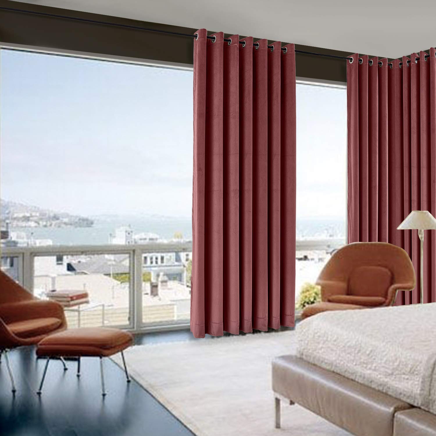 Premium Soft Velvet Blackout Curtains - Extra Wide Thermal Insulated Room Divider Drapes for Bedroom & Living Room Windows (Burgundy, 120x96 Inches, 1 Panel) - Perfect for Light Blocking, Privacy & Energy Efficiency