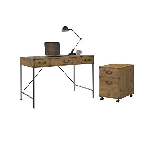 Golden Pine 2-Piece Office Set - Modern Desk & Filing Cabinet for Home & Office Workspace | Perfect for Small Spaces, Remote Work & Organization