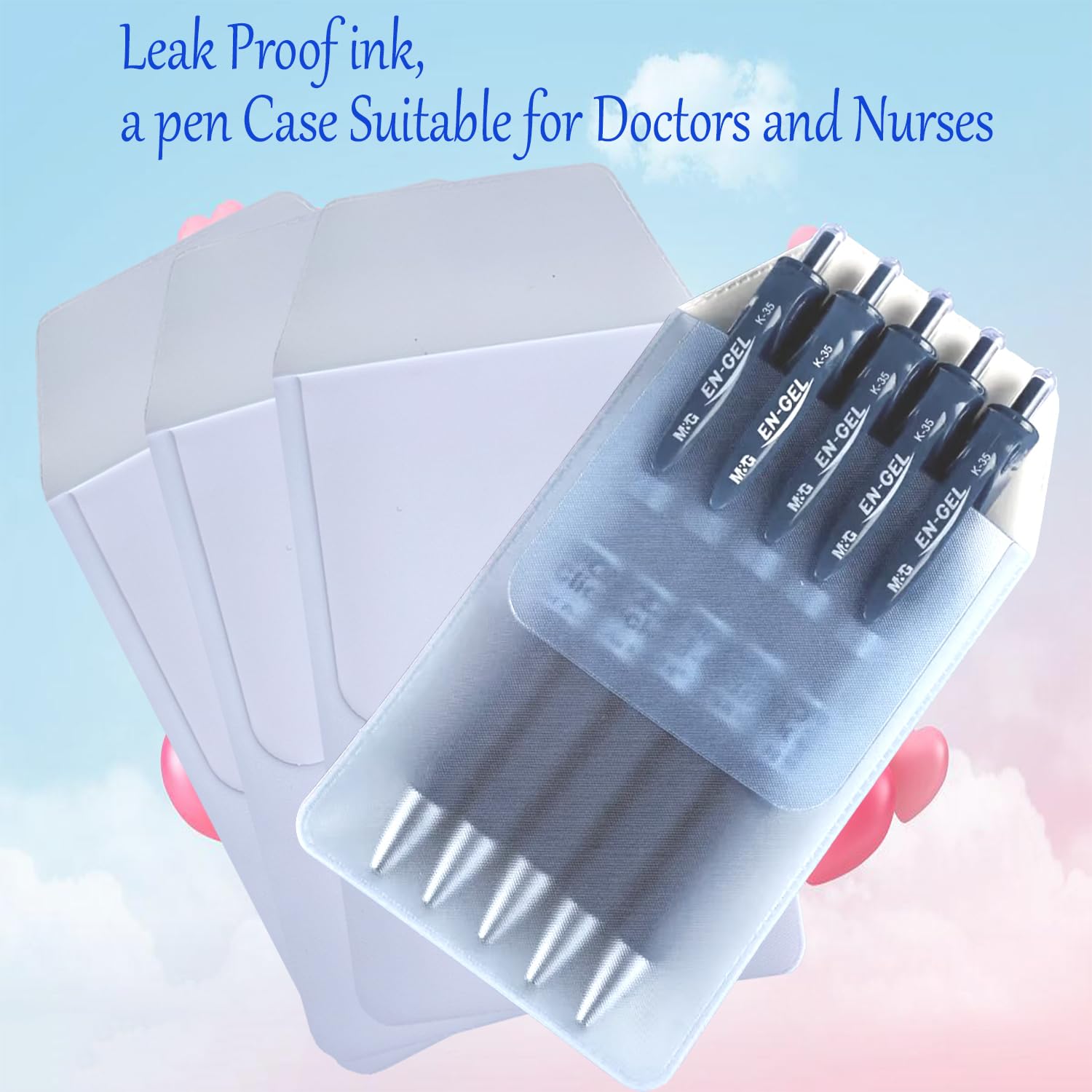 10 Pack Heavy Duty PVC Pocket Protectors - Pen Holder Pouch for Office, School & Hospital Supplies - Leakproof Pocket Protector for Pens, Markers & Writing Tools (White) - Ideal for Nurses, Teachers & Professionals