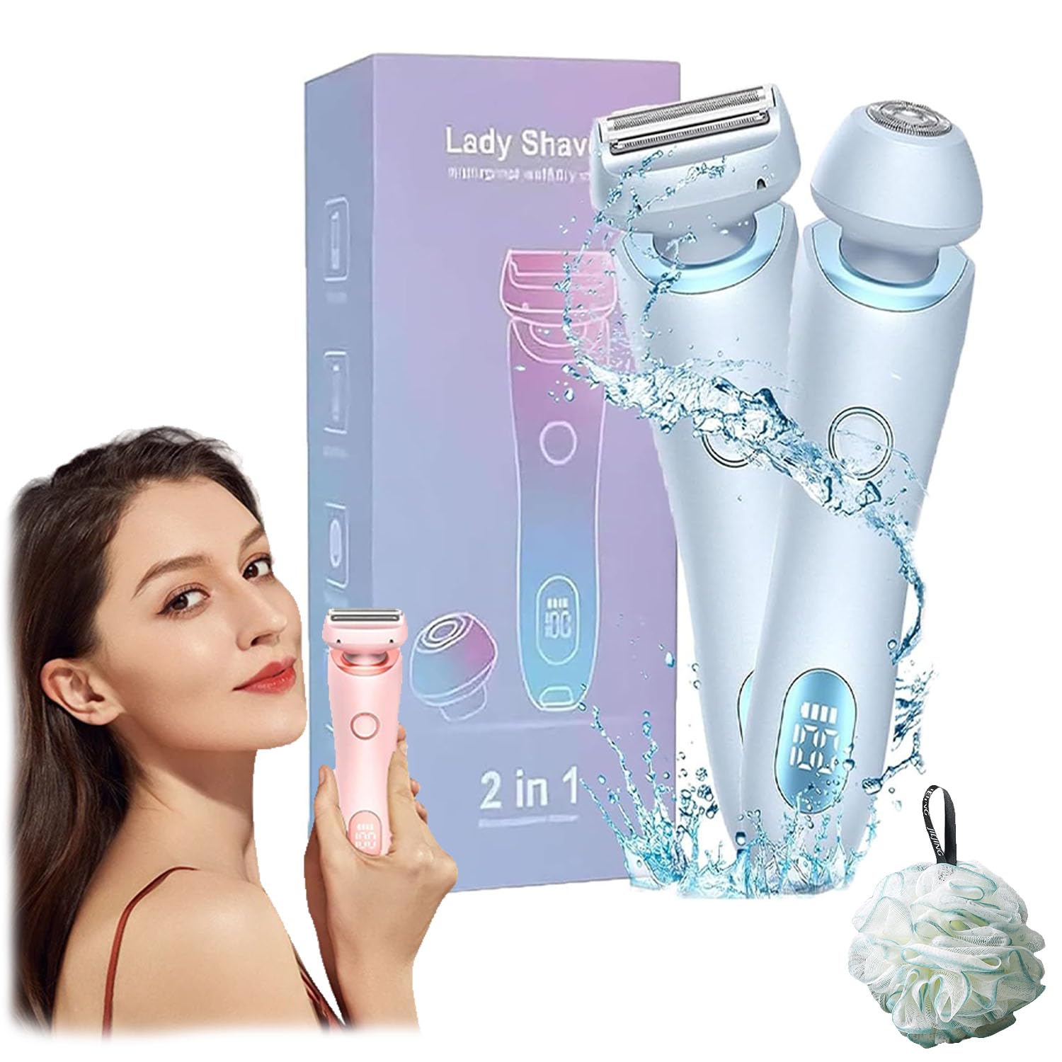 Dusk Official Glide Pro 3.0 Electric Razor for Women - 2 in 1 Wet/Dry Rechargeable Shaver with Blue Handle - Perfect for Travel, Gym & Sensitive Skin Care