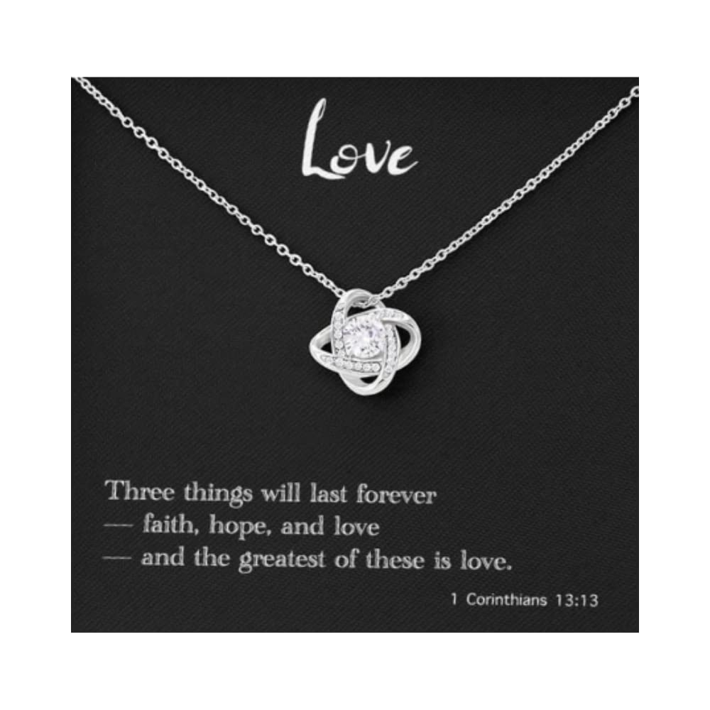 Grace In A Gift Love - 1 Corinthians 13 Love Knot Necklace - Christian Jewelry Gift for Women, Bible Verse Necklace for Wife, Mom, Sister - Perfect for Weddings, Anniversaries & Religious Occasions