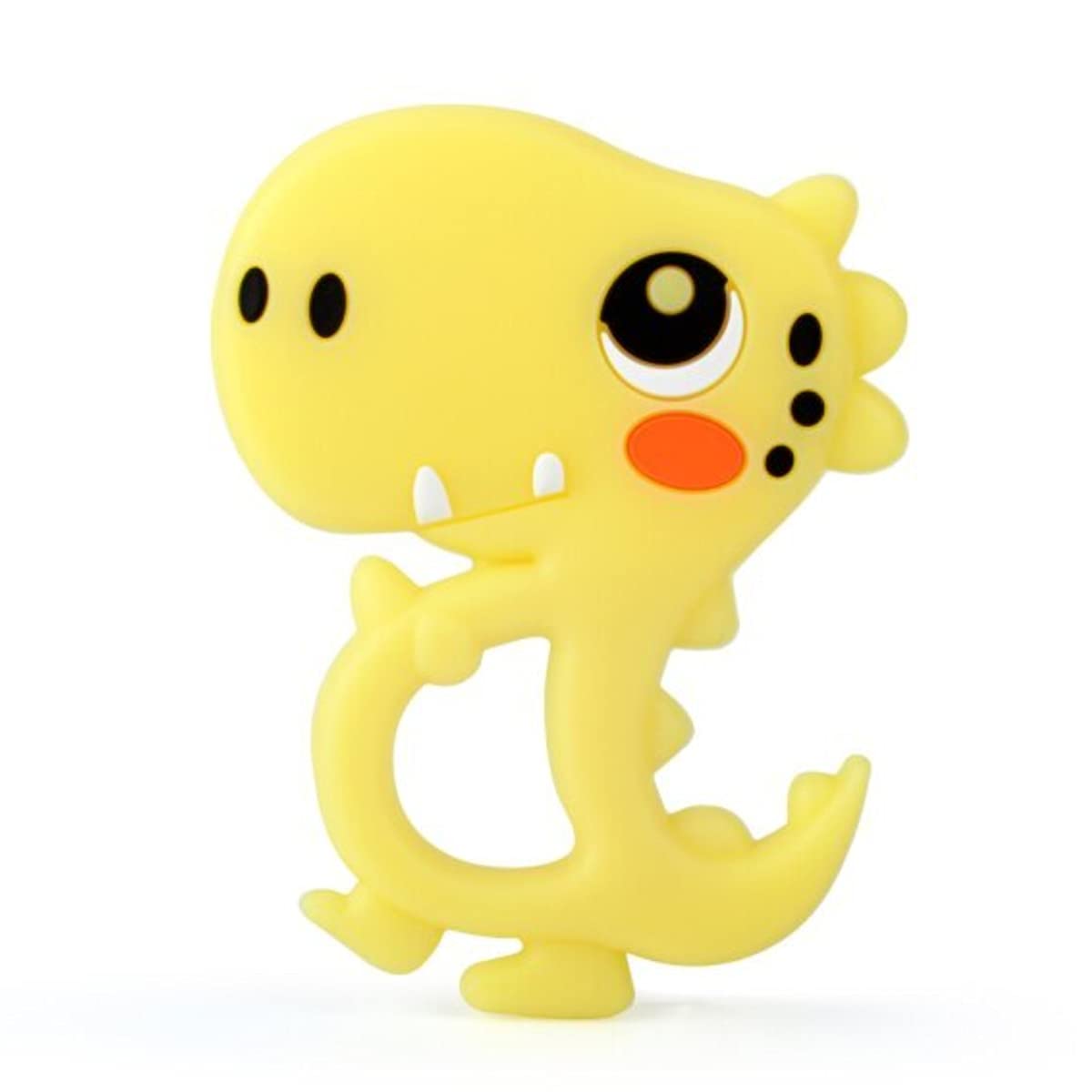BPA-Free Silicone Baby Teether Toy - Dinosaur Shaped Chew Toy for Teething Babies 6-12 Months | Soft Gum Massager for Sore Gums & Tooth Pain Relief | Safe Pacifier Alternative for Infants | Perfect for Home, Travel & Daycare (Yellow)