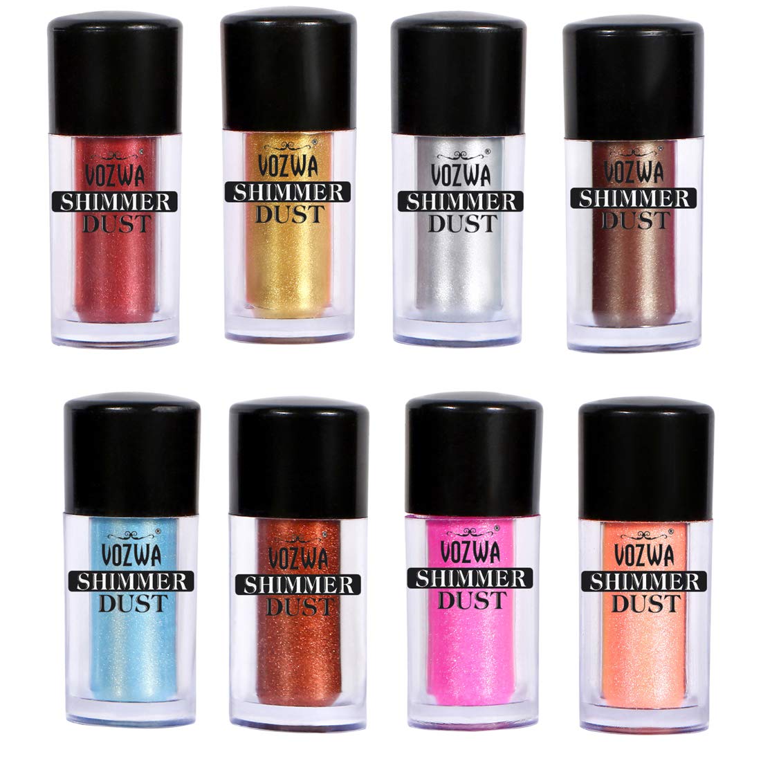 Vozwa 8-Color Pigmented Glitter Eyeshadow Palette - Shimmery Sparkle Eye Makeup with Long Lasting Wear | Perfect for Party, Night Out, Festival & Special Occasion Makeup Looks