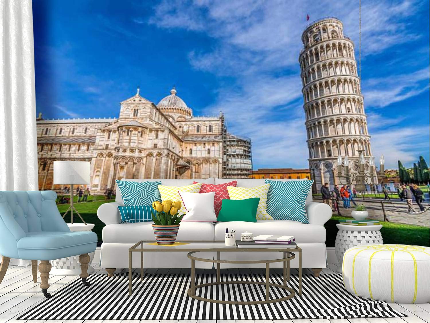 Peel and Stick Wallpaper - Piazza del Duomo Historic Architecture Mural - Self-Adhesive Removable Vinyl Wall Sticker for Home Decor - Perfect for Living Room, Bedroom, or Office Accent Wall