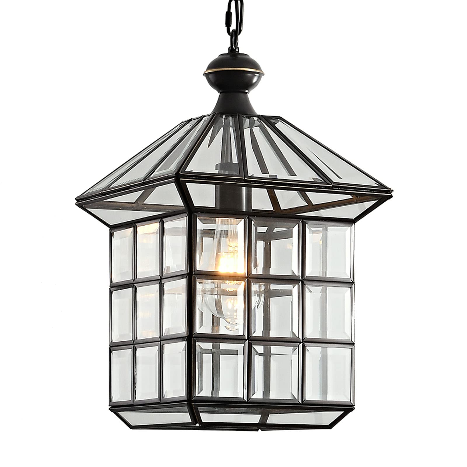 Milaii Copper Bronze Outdoor Pendant Light Fixtures - Waterproof Hanging Porch Light with Clear Glass, Anti-Rust Patio Entryway Chandelier - Perfect for Porch, Garden, Patio, and Outdoor Entryway Lighting