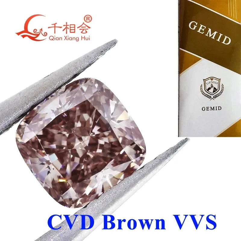 1.5ct Brown CVD Lab Grown Diamond - VS/SI Clarity, Cushion Shape, GEMID Certified Loose Stone for Jewelry Making & Engagement Rings