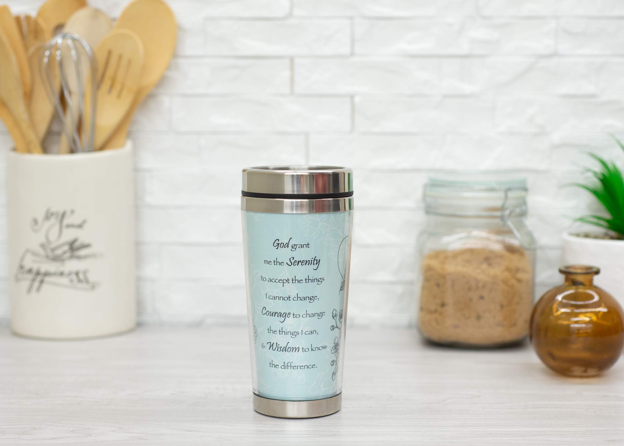 Serenity Prayer 16oz Stainless Steel Insulated Travel Mug with Lid - Leakproof Coffee Tumbler for Commuting, Camping & Office Use