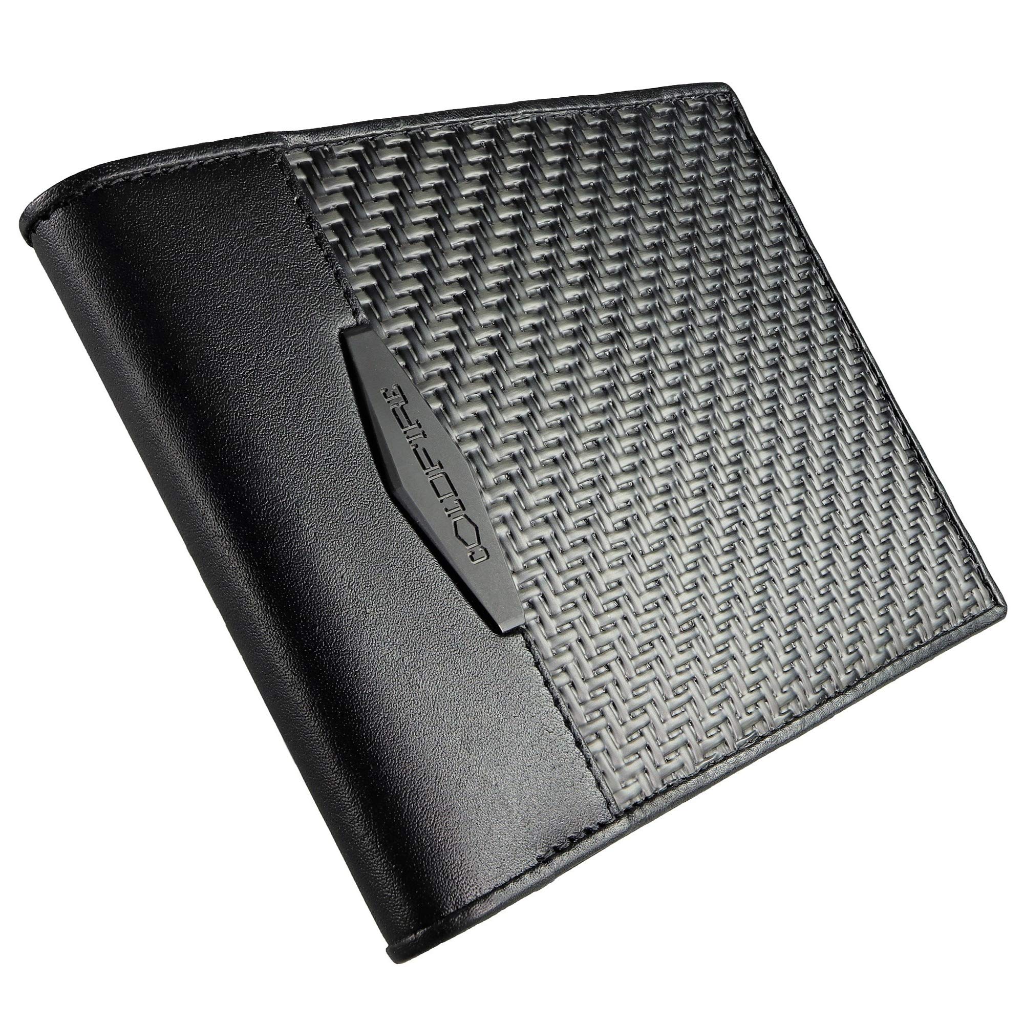 ColdFire Tactical Carbon Fiber RFID Wallet for Men - Slim Bifold Genuine K-Leather with Coin Pocket | Handmade EDC Credit Card Holder | Perfect Gift for Dad, Husband, Boyfriend | Ideal for Travel, Business & Everyday Carry