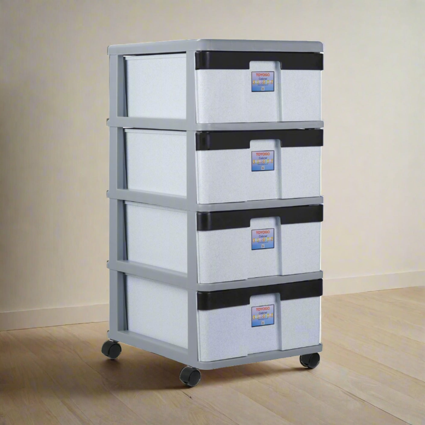 4-Tier XL Rolling Storage Cabinet with Wheels - Heavy Duty Metal Shelving Unit for Garage, Kitchen, Office, or Pantry Organization