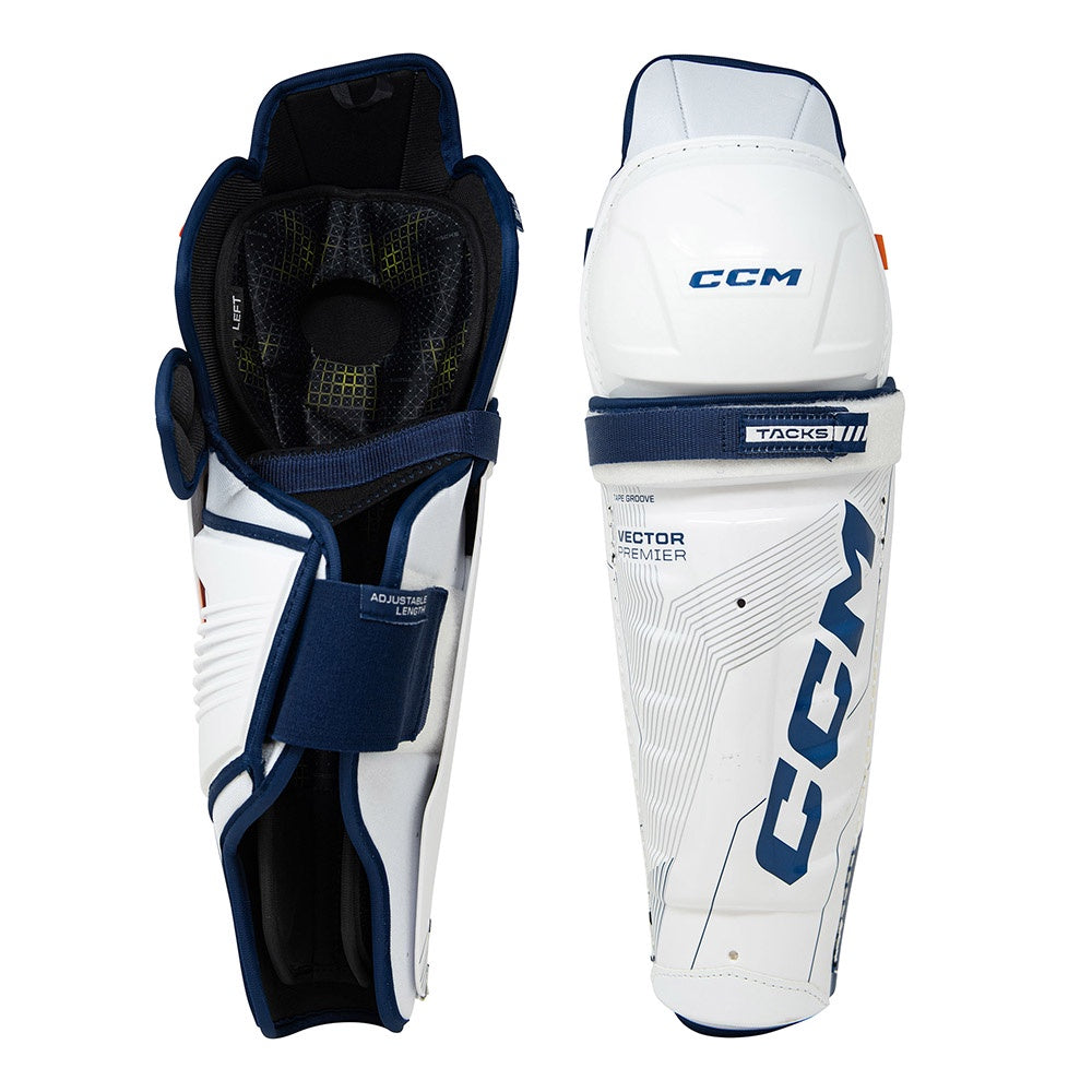 CCM Tacks Vector Premier 2024 Senior Ice Hockey Shin Guards - Protective Gear for Hockey Players - Perfect for Games, Practices & Training Sessions